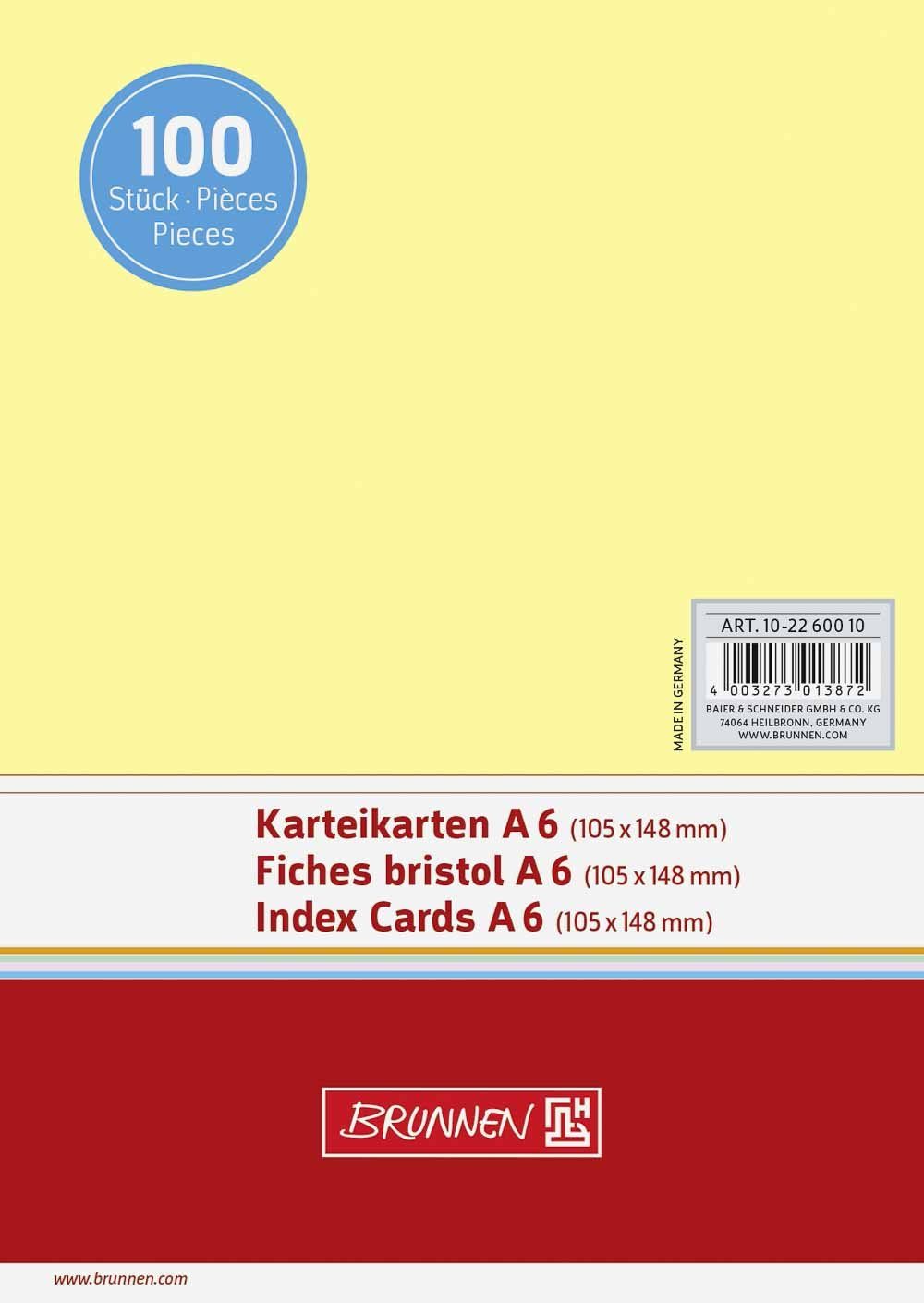 Thumbnail - BRUNNEN Karteikarten Karteikarten A6 unliniert gelb 287067