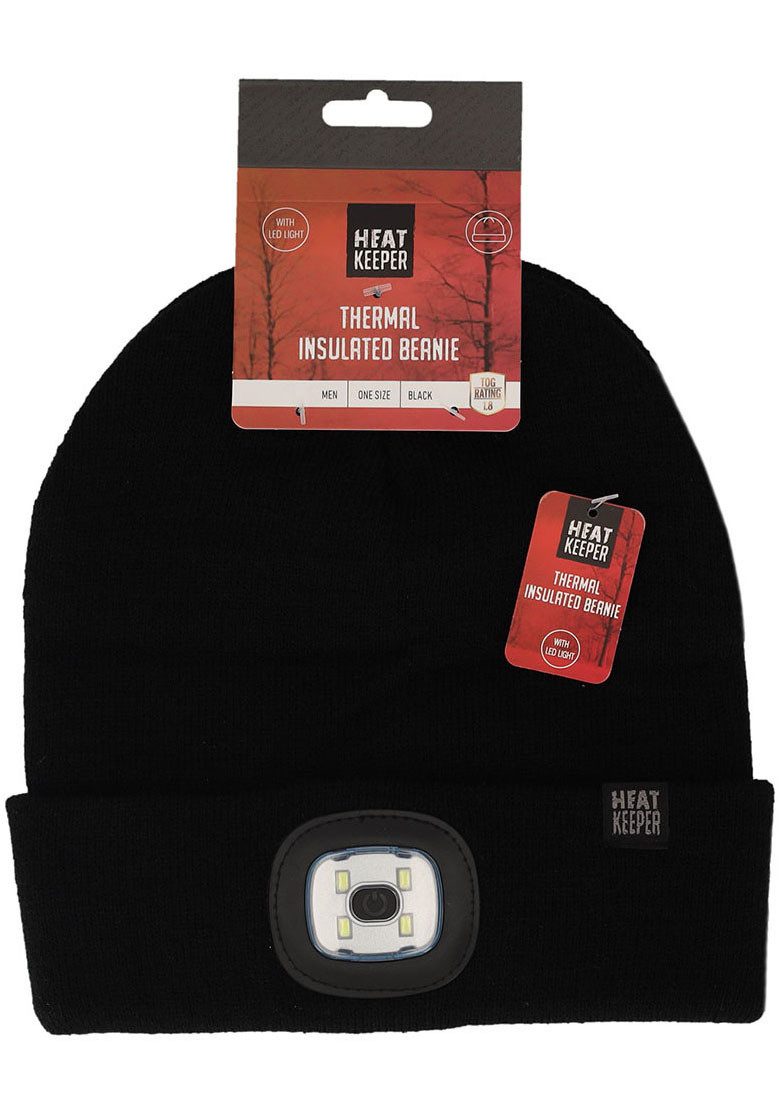 Heatkeeper Strickmütze MEN THERMAL BEANIE+LED LIGHT RECHARGE wiederaufladbarer, abnehmbaren LED-Leuchte für die dunkle Jahreszeit