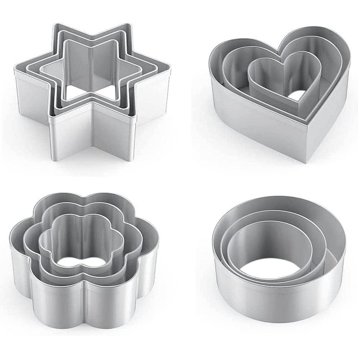 LuxusKollektion Ausstechform Ausstechformen Set-12 Stück Herz Stern Blüten Kreis Mini Plätzchen