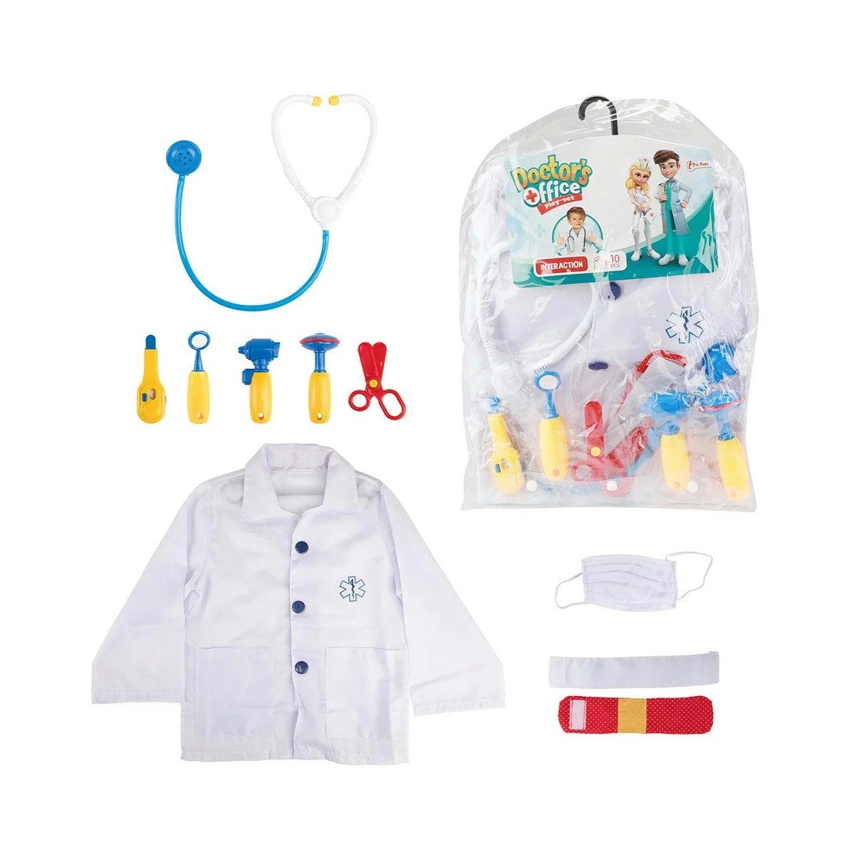 Toi-Toys Kostüm Doktor Verkleidungsset für Kinder mit Jacke und Zubehör (10 teilig)