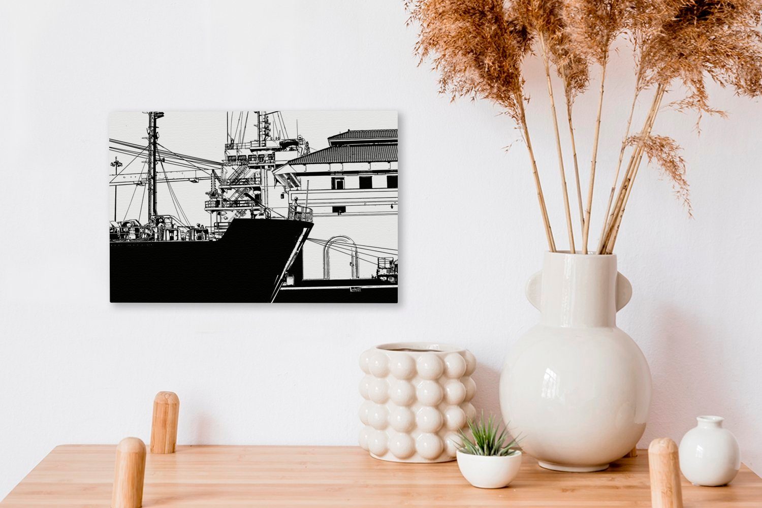 Illustration Leinwandbilder, 30x20 Aufhängefertig, eines Wandbild Wanddeko, Panamakanal, St), Schiffs OneMillionCanvasses® im Leinwandbild (1 cm