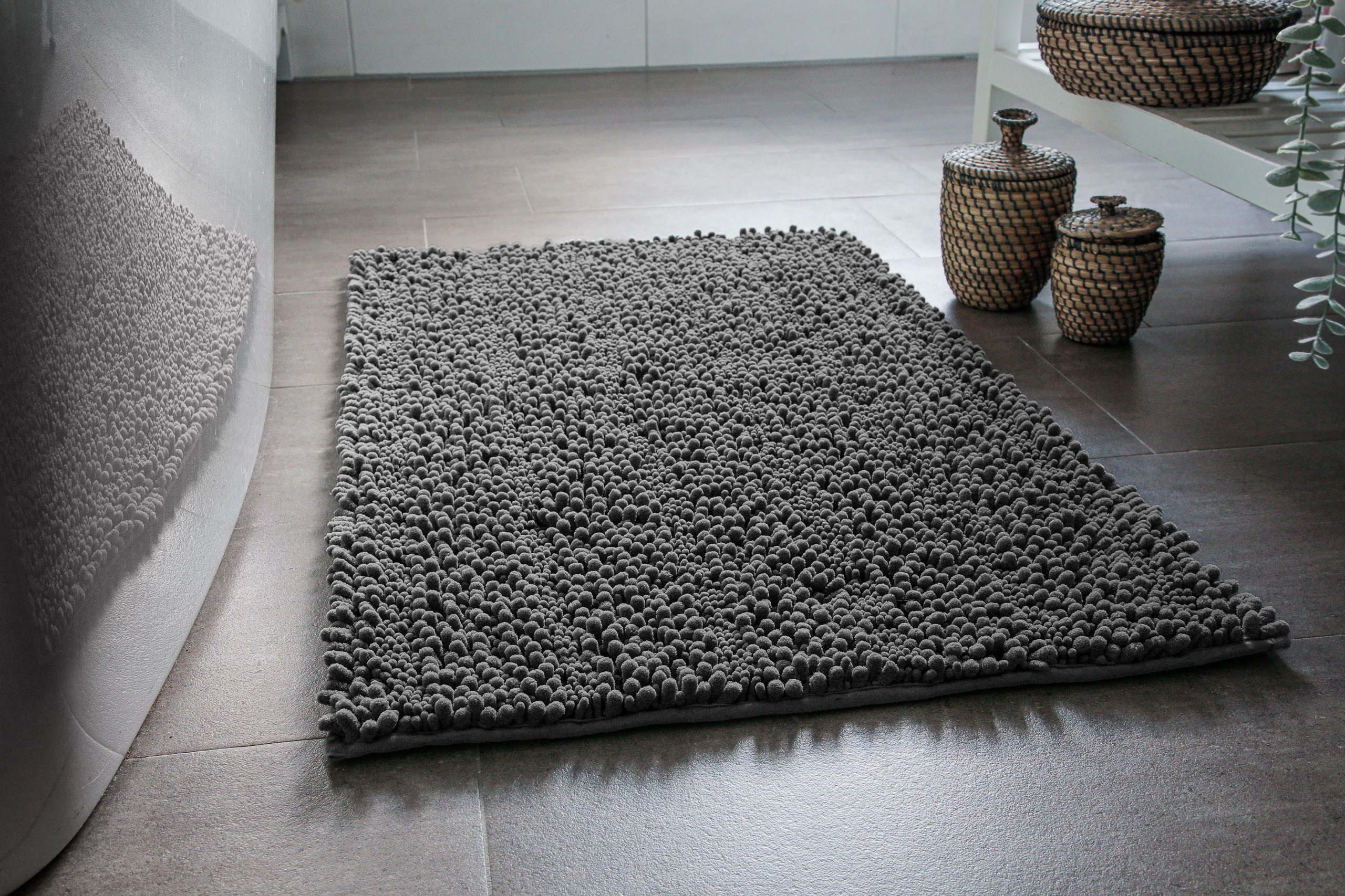 Wecon home Basics Badematte Benno, Höhe 22 mm, Polyester, rechteckig, waschbar, rutschfest, sehr weich, strapazierfähig, Chenille, robust