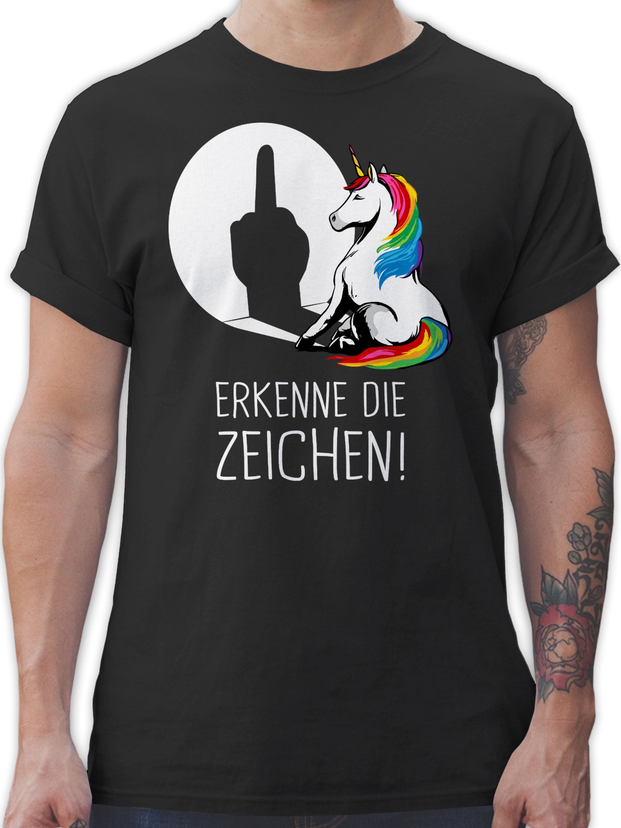 T-Shirt Erkenne die Zeichen, Einhorn Lustig, Unicorn, Einhorn Sprüche, Ein