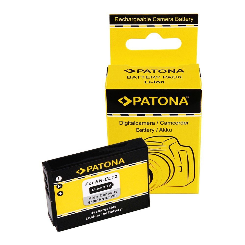 Patona Akku für Nikon EN-EL12 Kamera-Akku Ersatzakku Kameraakku 950 mAh (3,7 V, 1 St), CoolPix P300 S70 S710 S610 S610c S620 S630 S640 S6100 S8000