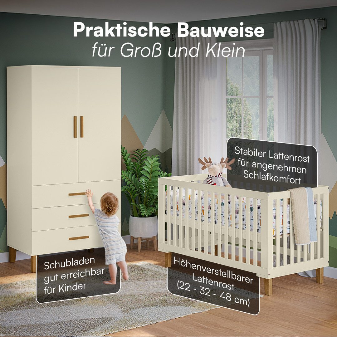 Bellabino Babymöbel-Set Liri, (Beige/Natur, 2-tlg., Kinderbett, günstig online kaufen
