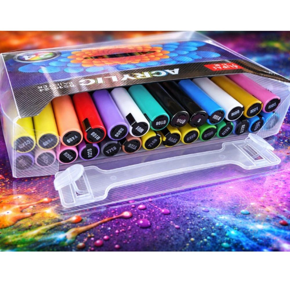 VERK GROUP Lackmarker Acrylmarker Set 12 - 24 Stück Wasserfeste Marker für Stein, Holz, Glas, (24-tlg)