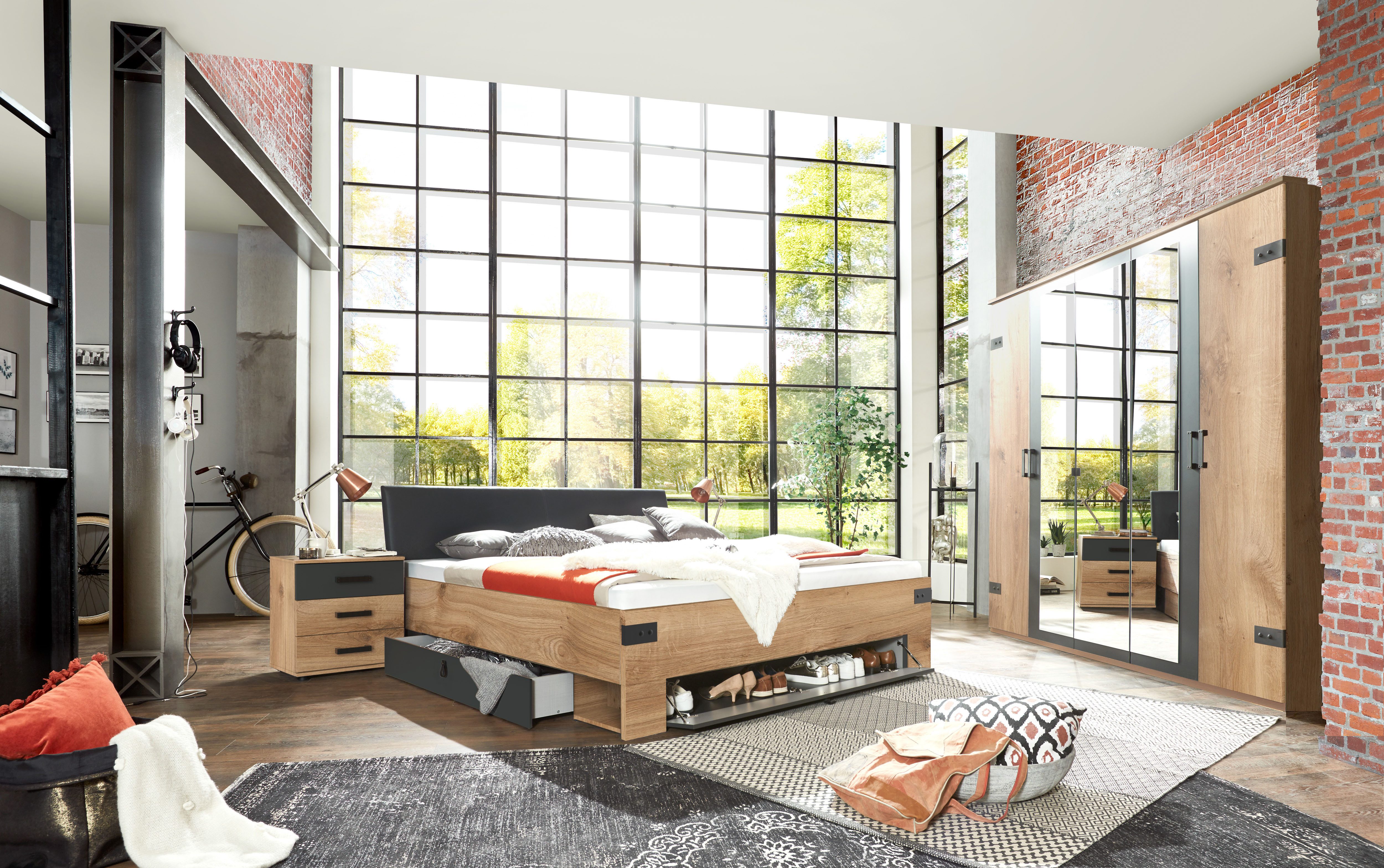 Wimex Stauraumbett Stockholm, gepolstertes Kopfteil, zusätzlicher Stauraum am Fußende, inklusive 2 Bettschubladen, wahlweise 160 oder 180x200cm Liegefläche – Bild 2 von 5
