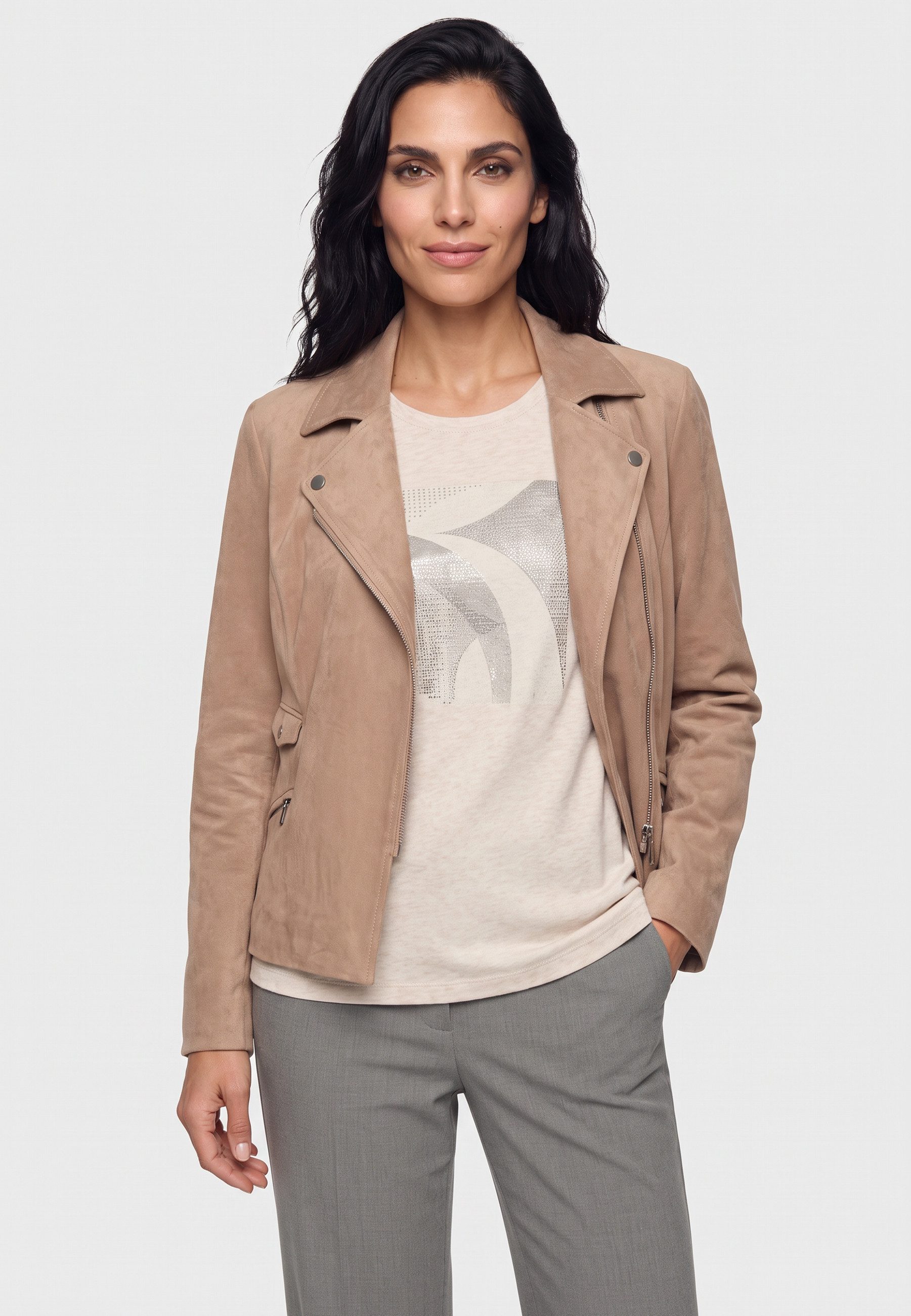 Olsen Kurzjacke mit Reverskragen und Reißverschluss