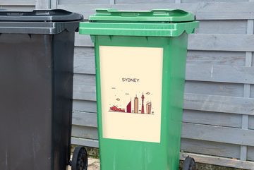 MuchoWow Wandsticker Sydney - Skyline - Australien (1 St), Mülleimer-aufkleber, Mülltonne, Sticker, Container, Abfalbehälter
