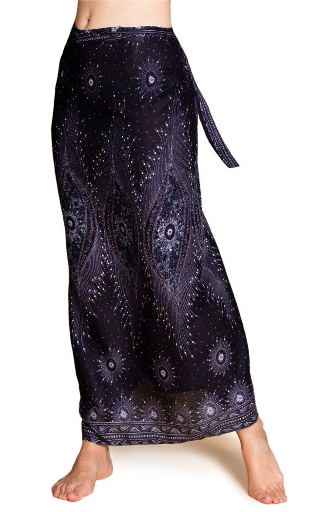 PANASIAM Sommerrock Wickelrock Damen leichter Sommerrock lang aus 100% Viskose Strandrock Pareo Rock - Bikini Cover-up im Boho Stil in farbenfrohen Designs