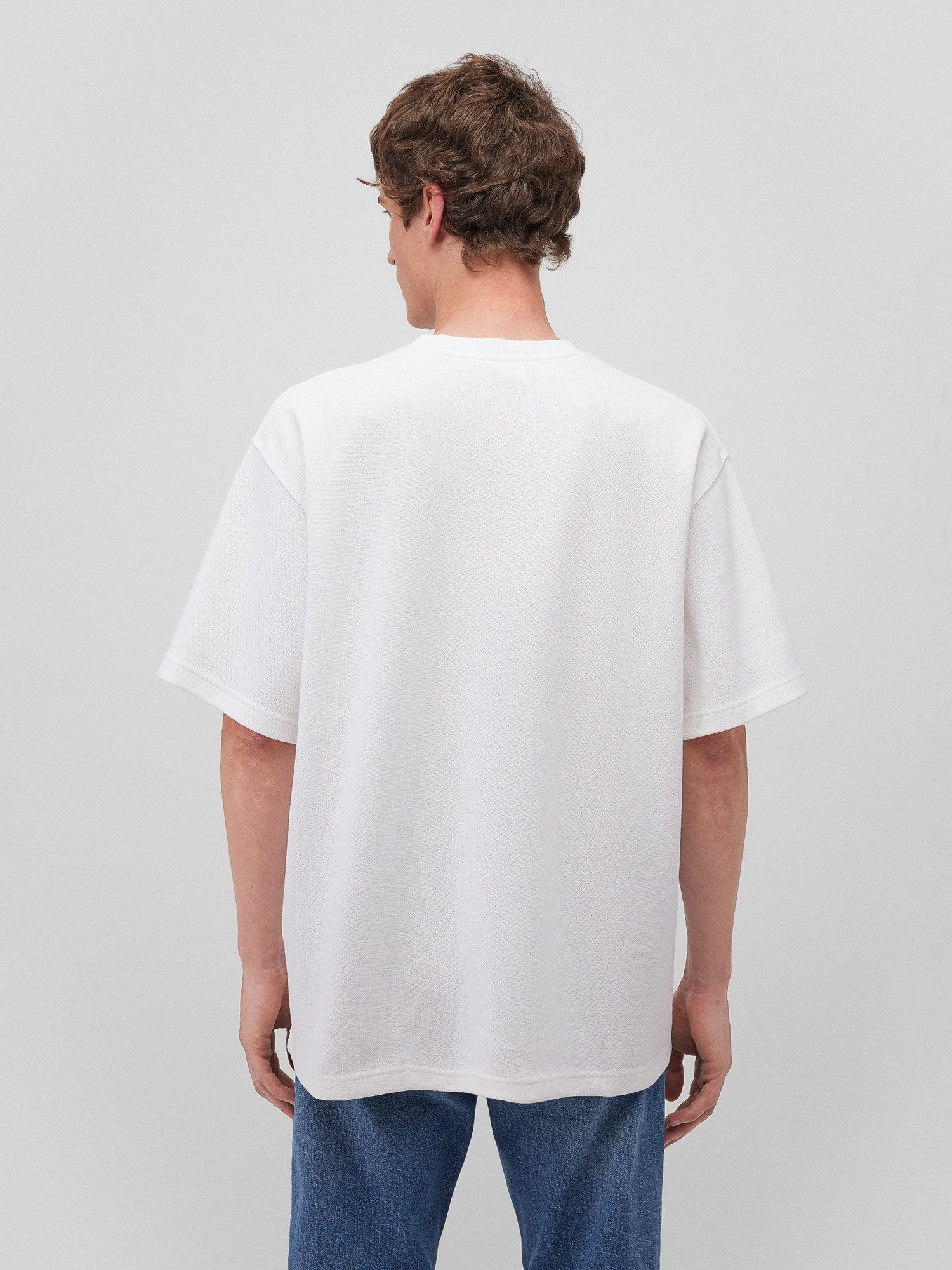 Mavi T-Shirt Weiß mit Brusttasche festes Material für Baumwolle Loose Fit Rundhals Kurzarm unifarben atmungsaktiv