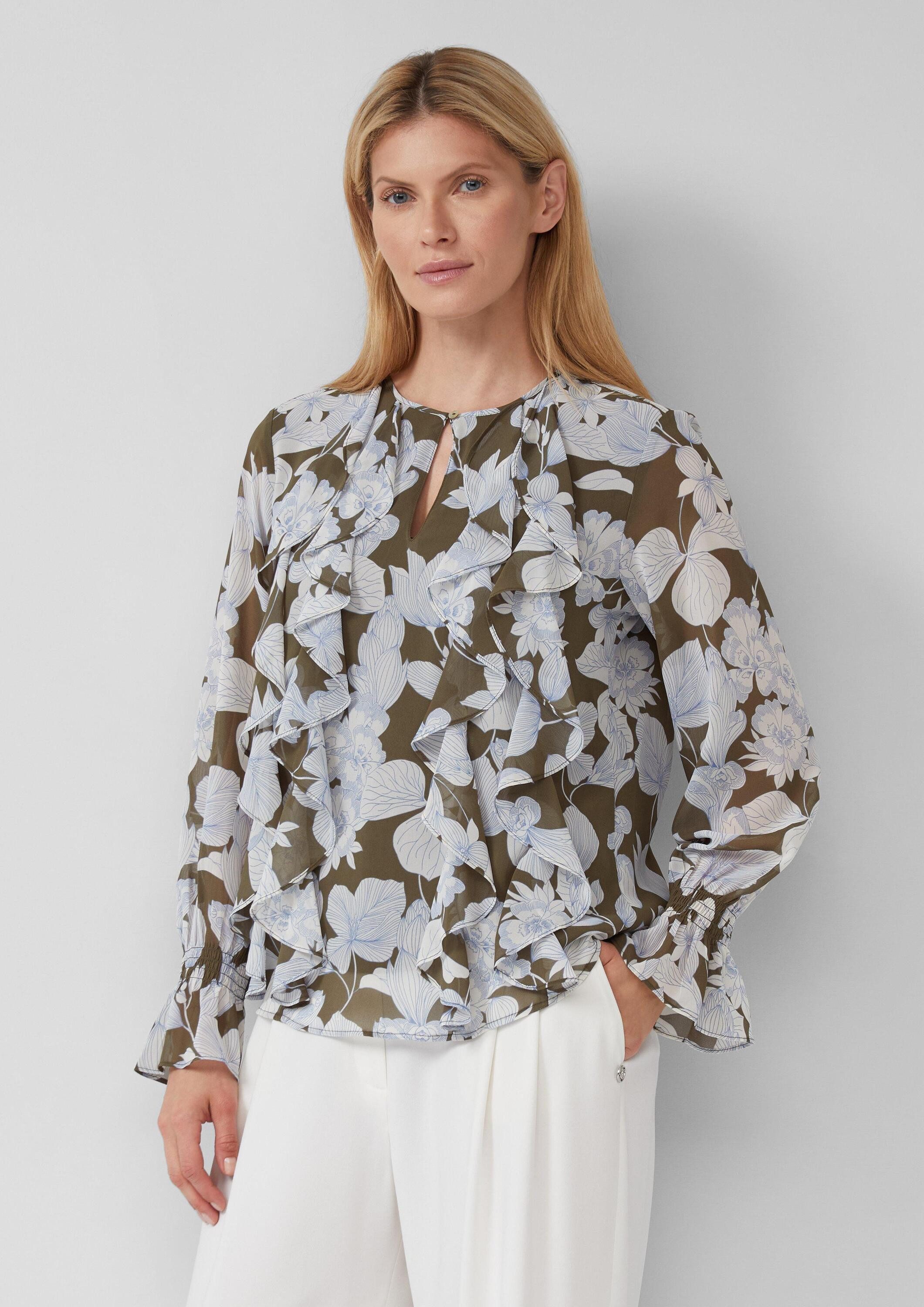 s.Oliver Langarmbluse Bluse Chiffonbluse mit Volants günstig online kaufen