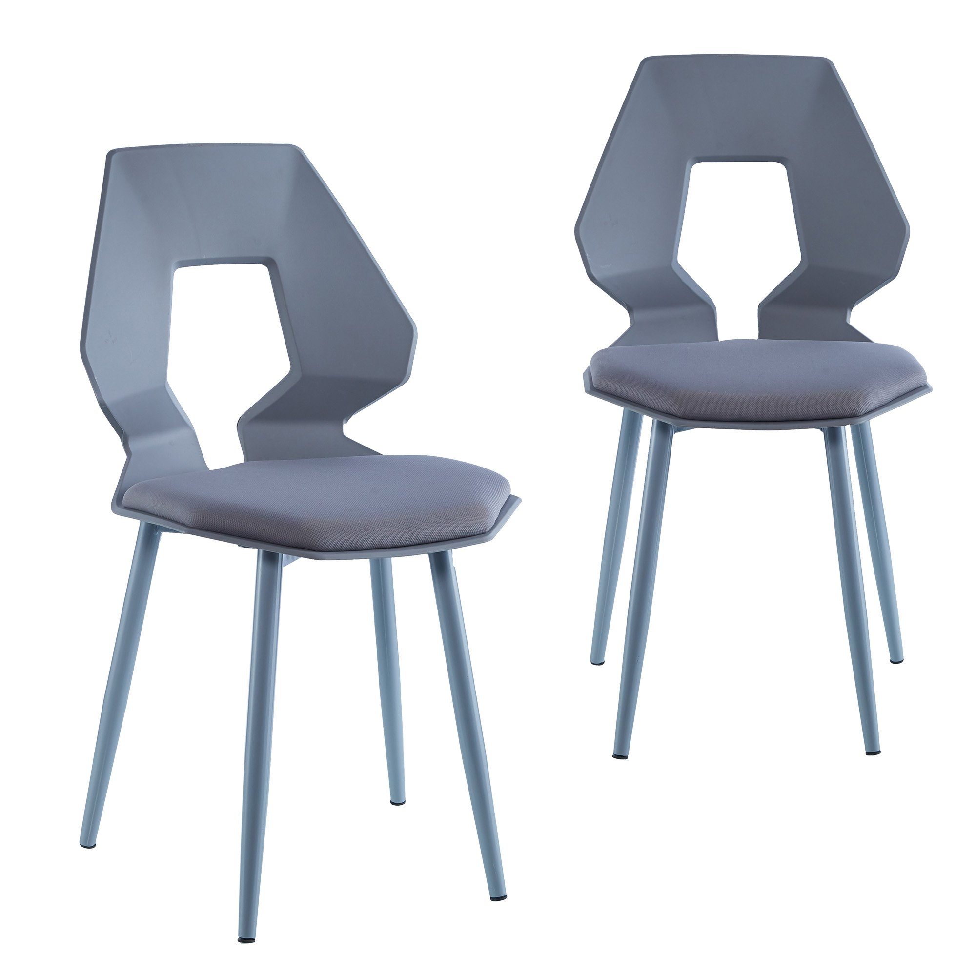 TRISENS Esszimmerstuhl Dorian (2er oder 4er Set, 2 St), Essstuhl aus stabiler Hartplastik Küchenstuhl in futuristischer Optik Grau / Grau