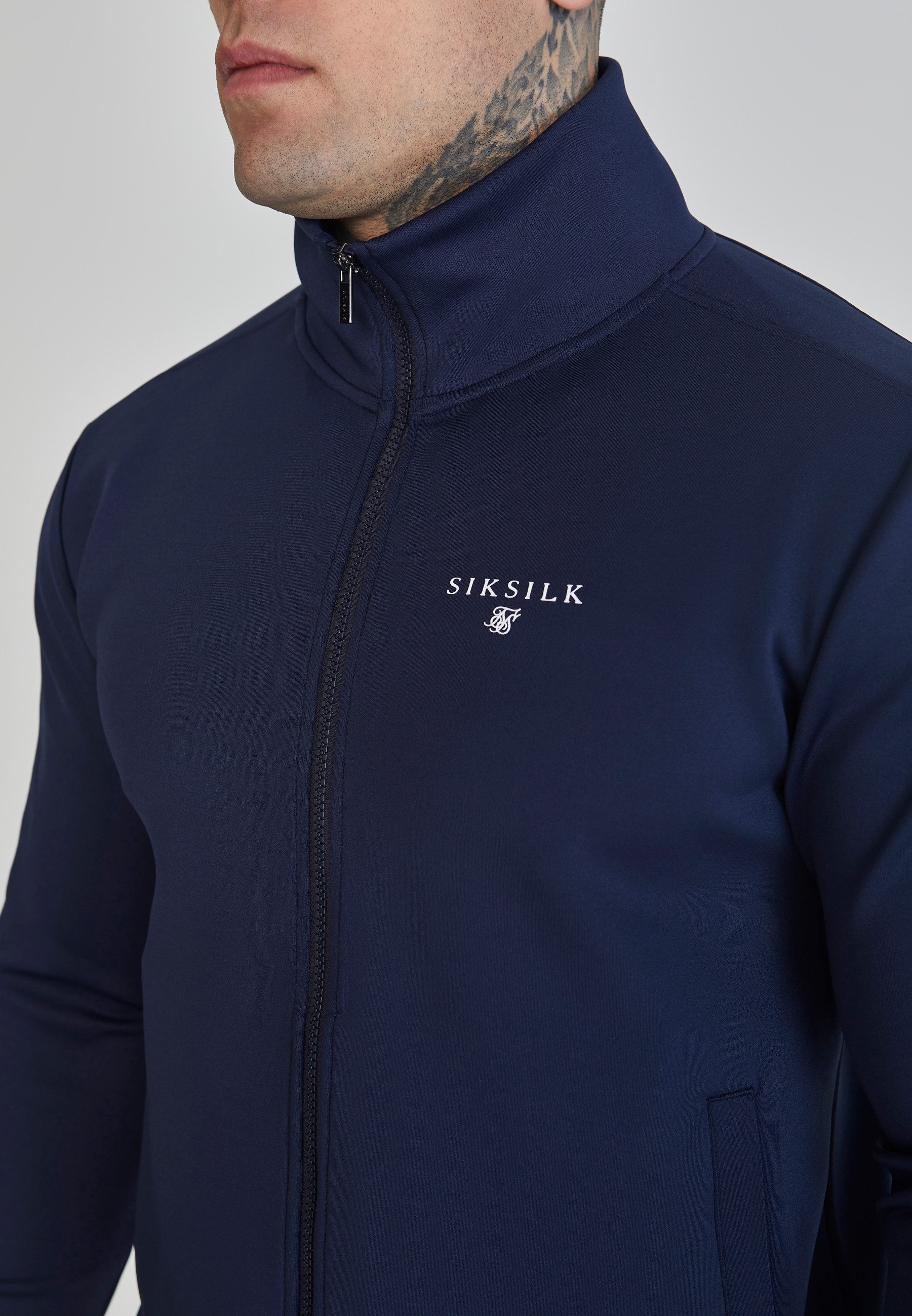 Siksilk Sweatjacke SikSilk Herren Marineblaue Essentials Poly Trainingsjacke