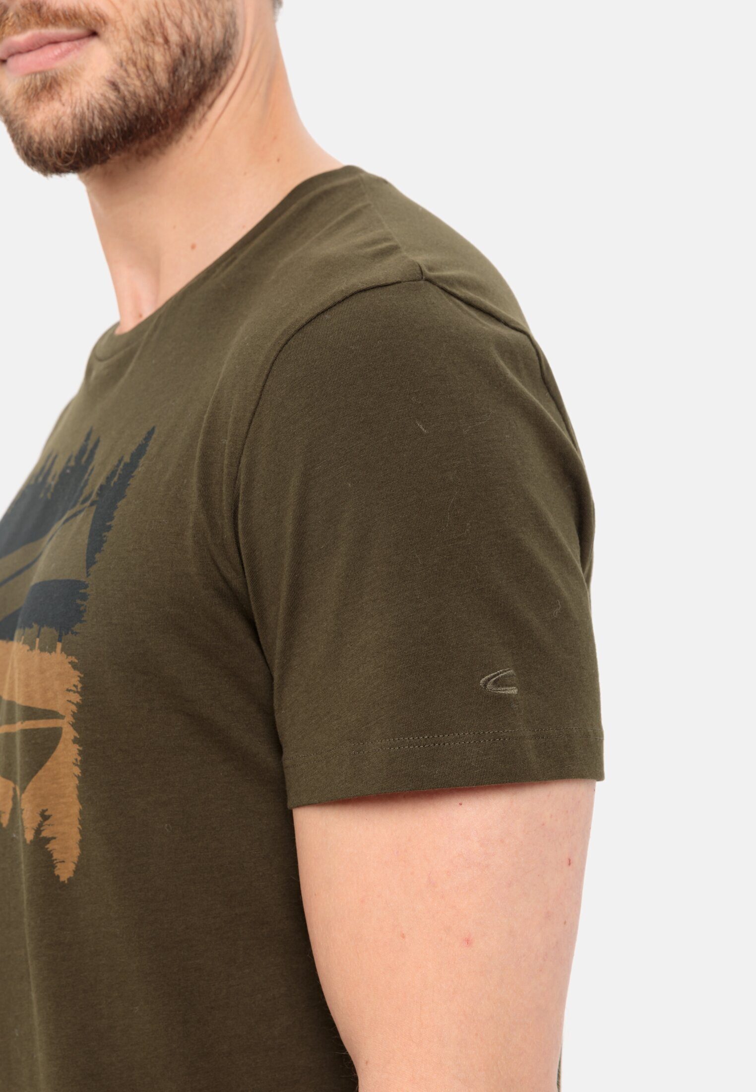 camel active T-Shirt aus Organic Dunkel khaki Cotton