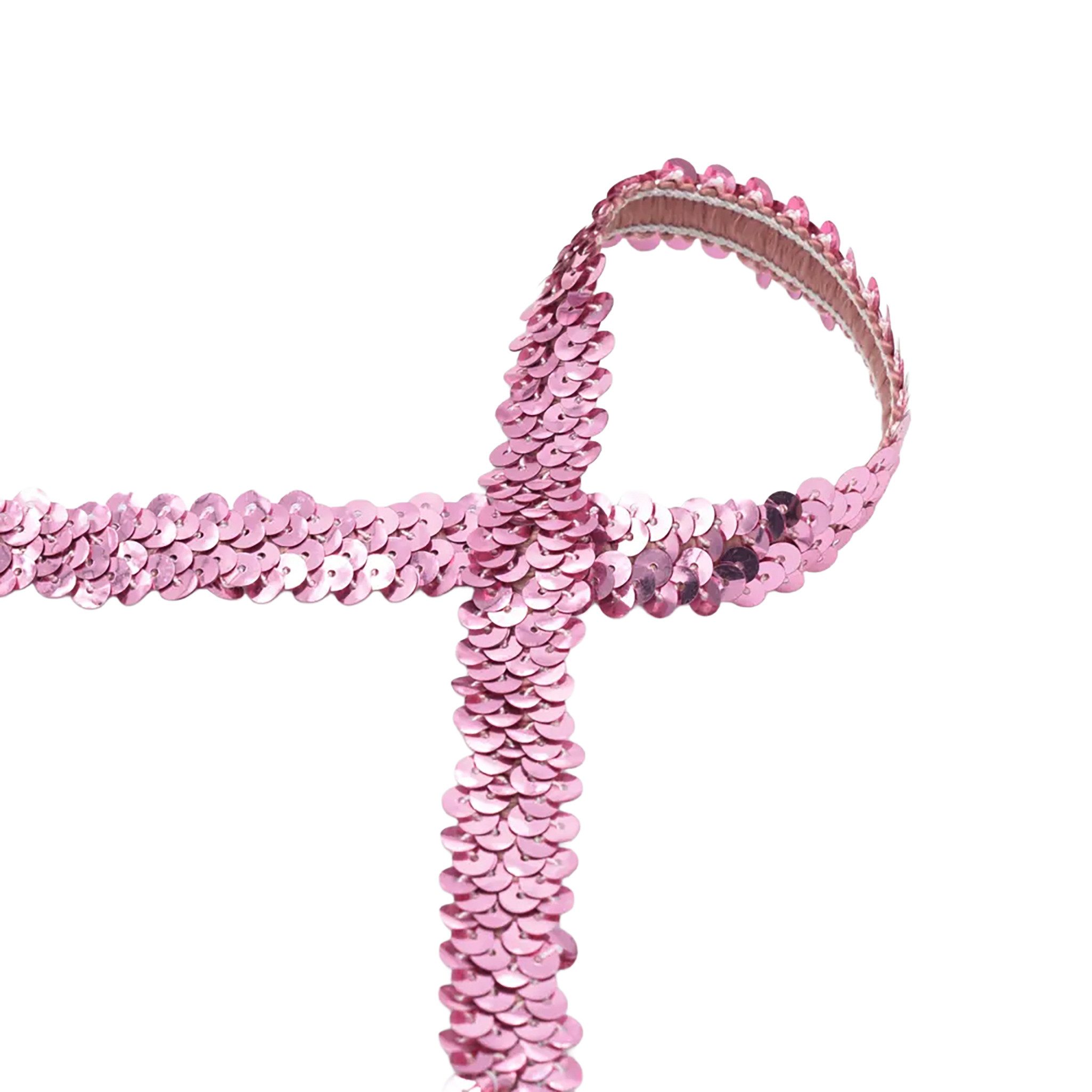 maDDma Bastelband Paillettenband ab 1m Meterware 30mm elastisches Paillettenborte, rosa