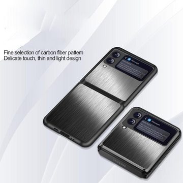 Wigento Handyhülle Für Samsung Galaxy Z Flip3 5G Edelstahl Kunststoff Silikon Cover Handy Tasche Hülle Etuis Gold