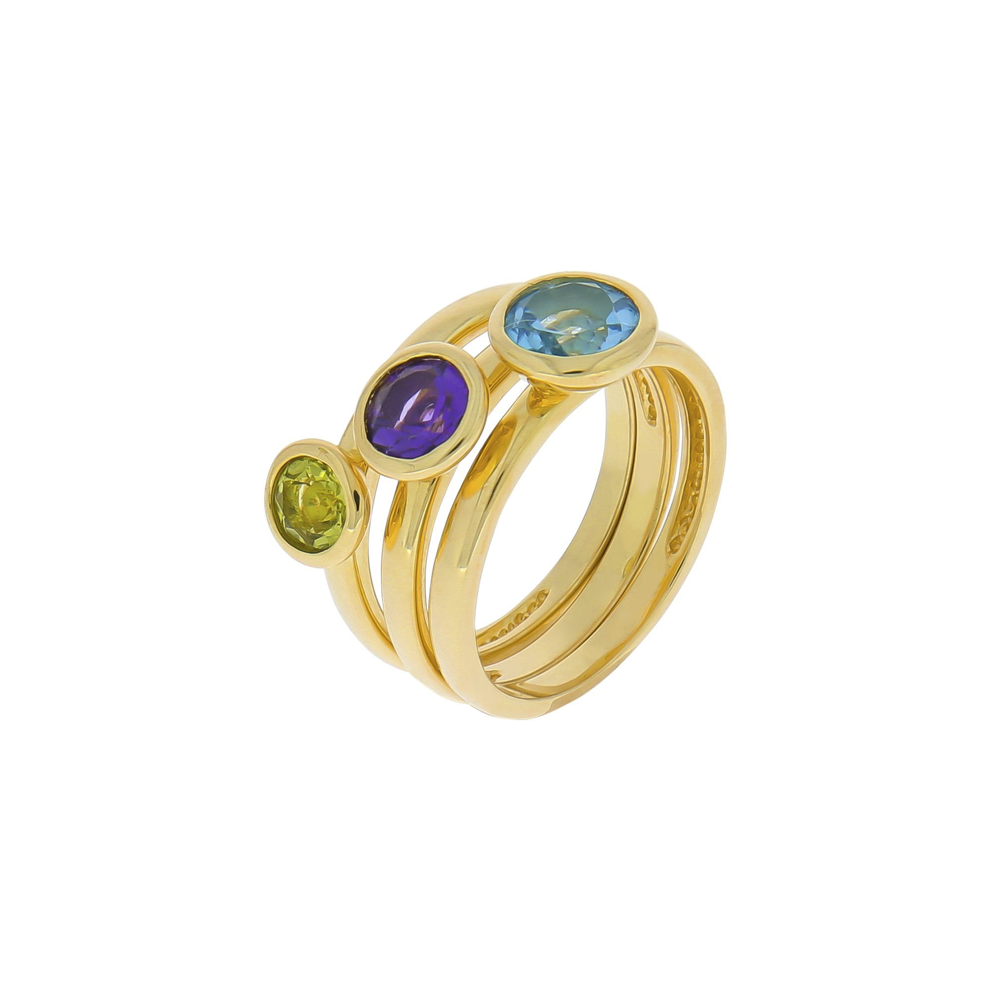 Blautopas Sterling Fingerring Zeeme Peridot Silber 925/- Amethist