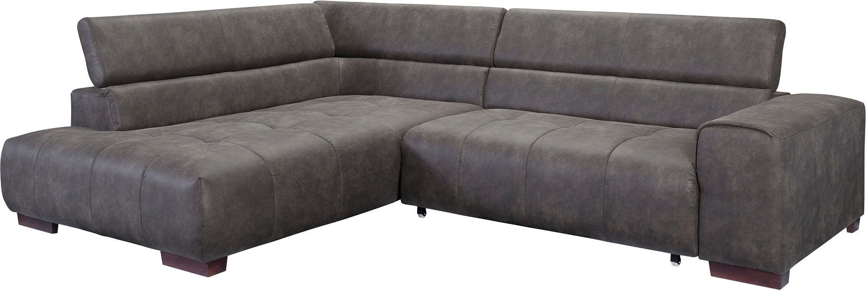 Ecksofa, Kopfstützen, - mit fashion wahlweise mit sofa verstellbaren und 3 Bettfunktion Kissen exxpo