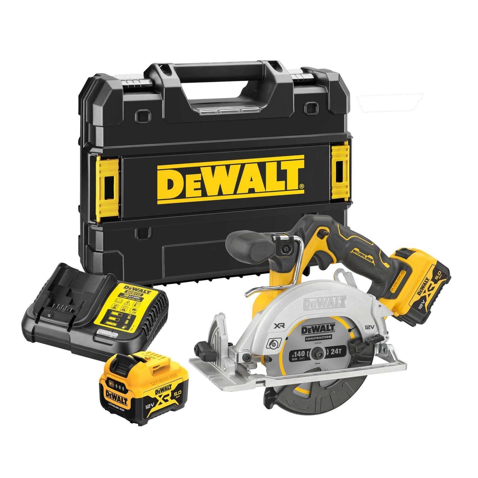 DeWalt Handkreissäge Akku-Handkreissäge DCS512P2-QW 12V + Akkus & Sägeblatt Ø 140mm