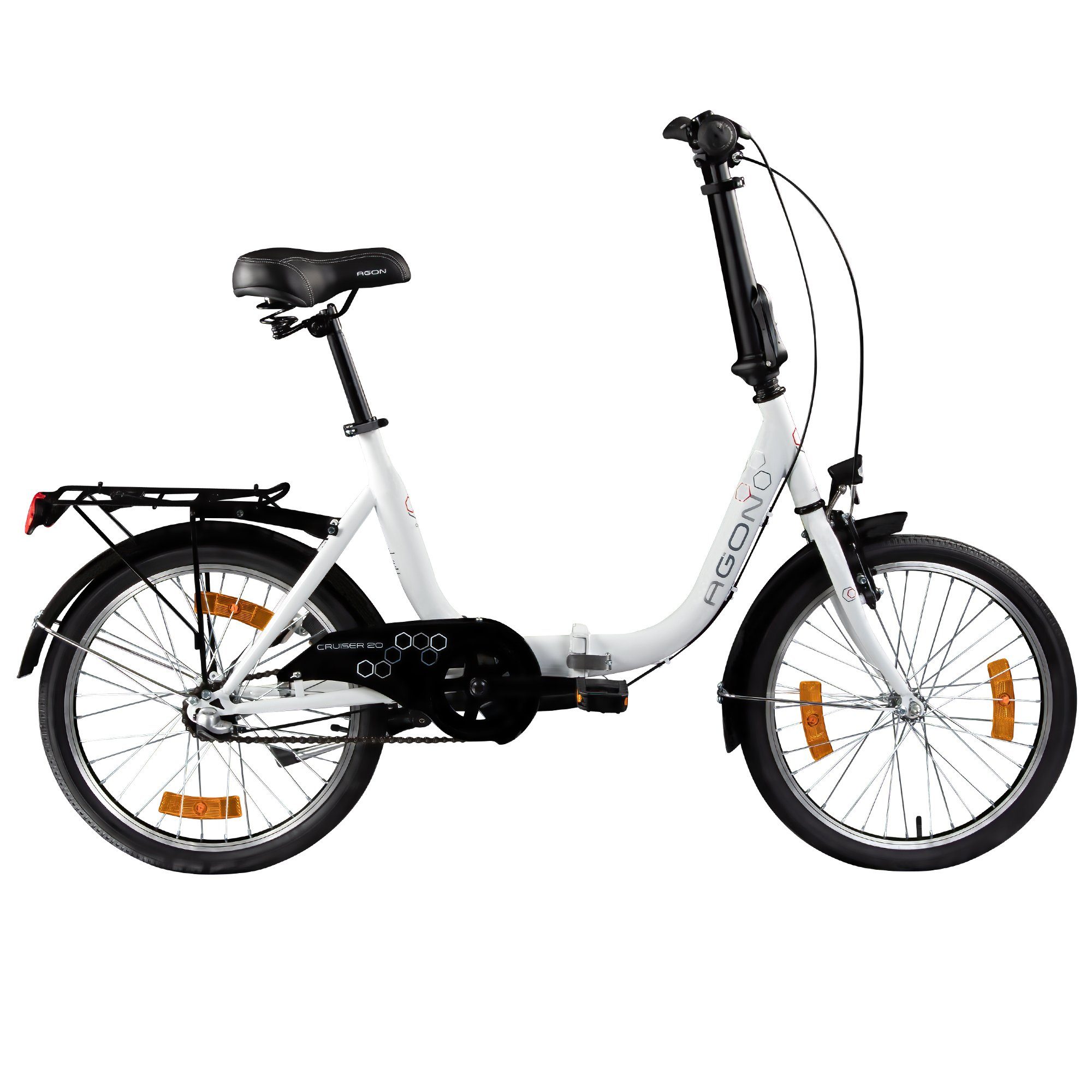 agon® Faltrad Cruiser, 3 Gang, Nabenschaltung, Faltrad Klappfahrrad Gepäckträger Beleuchtung Fahrrad 3-Gang