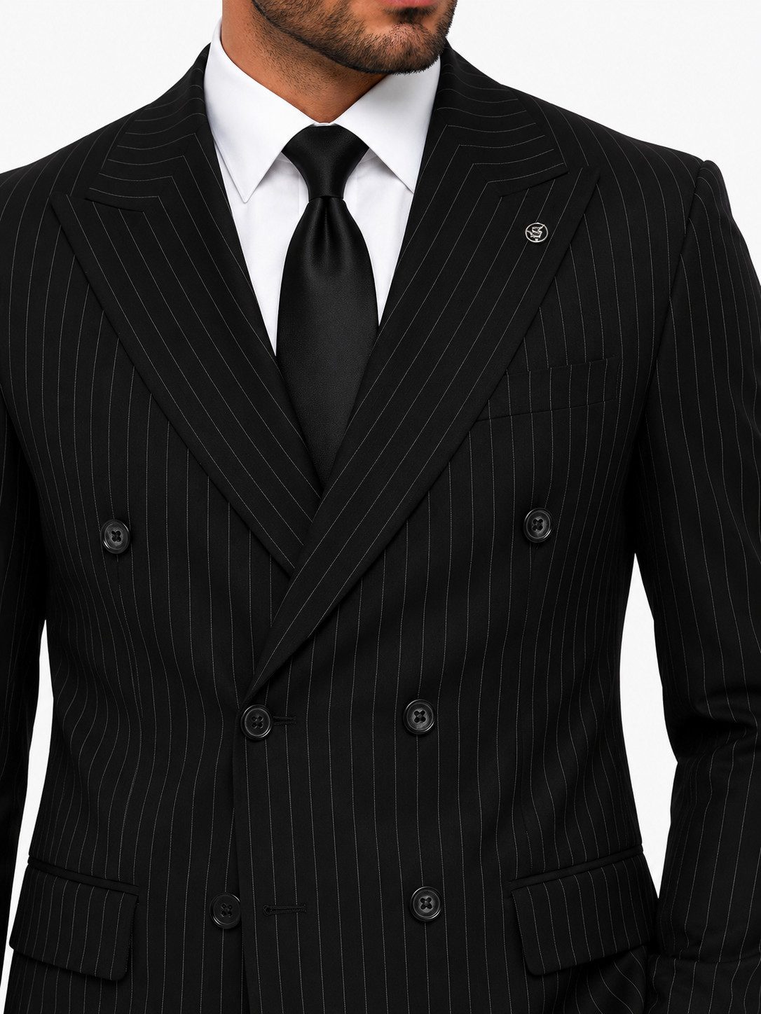 Guild Clothing Anzug Zweireiher Herren Business 2-tlg. Streifenmuster - Slim Fit (Anzughose & Sakko, 2-tlg., Anzug Set) Streifenmuster für Hochzeiten, Einladungen, den Business