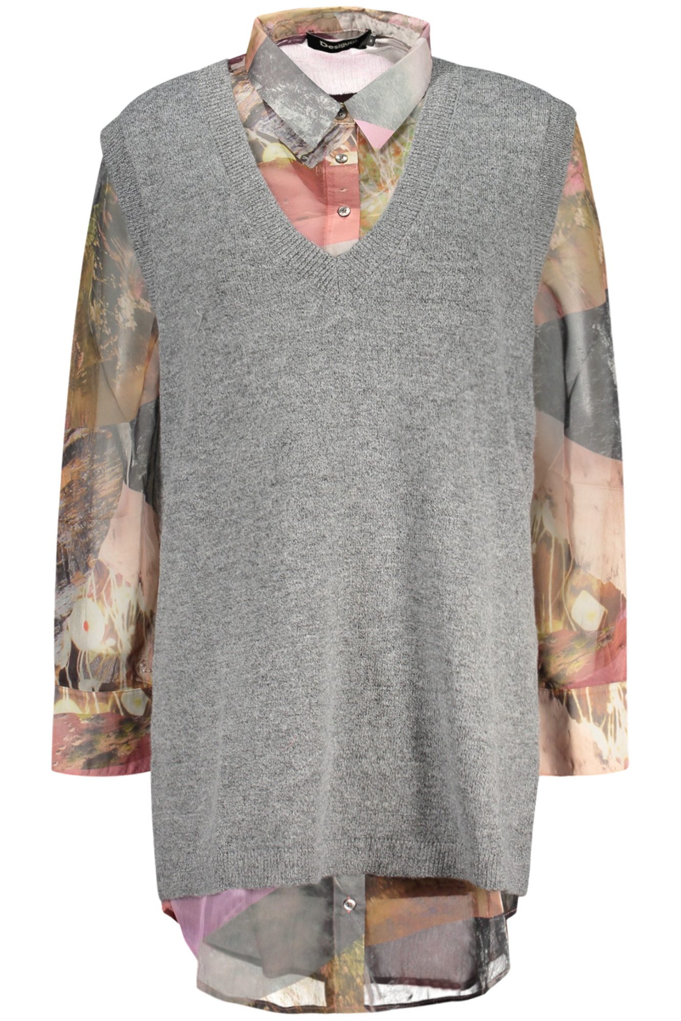 Desigual Blusenshirt 2-in-1 Hemd mit Muster: Langarm & ärmelloser