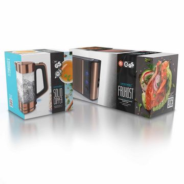 Arendo Küchenorganizer-Set, (Set, 2-tlg), Frühstücks-Set in Kupfer Optik - Wasserkocher / Toaster