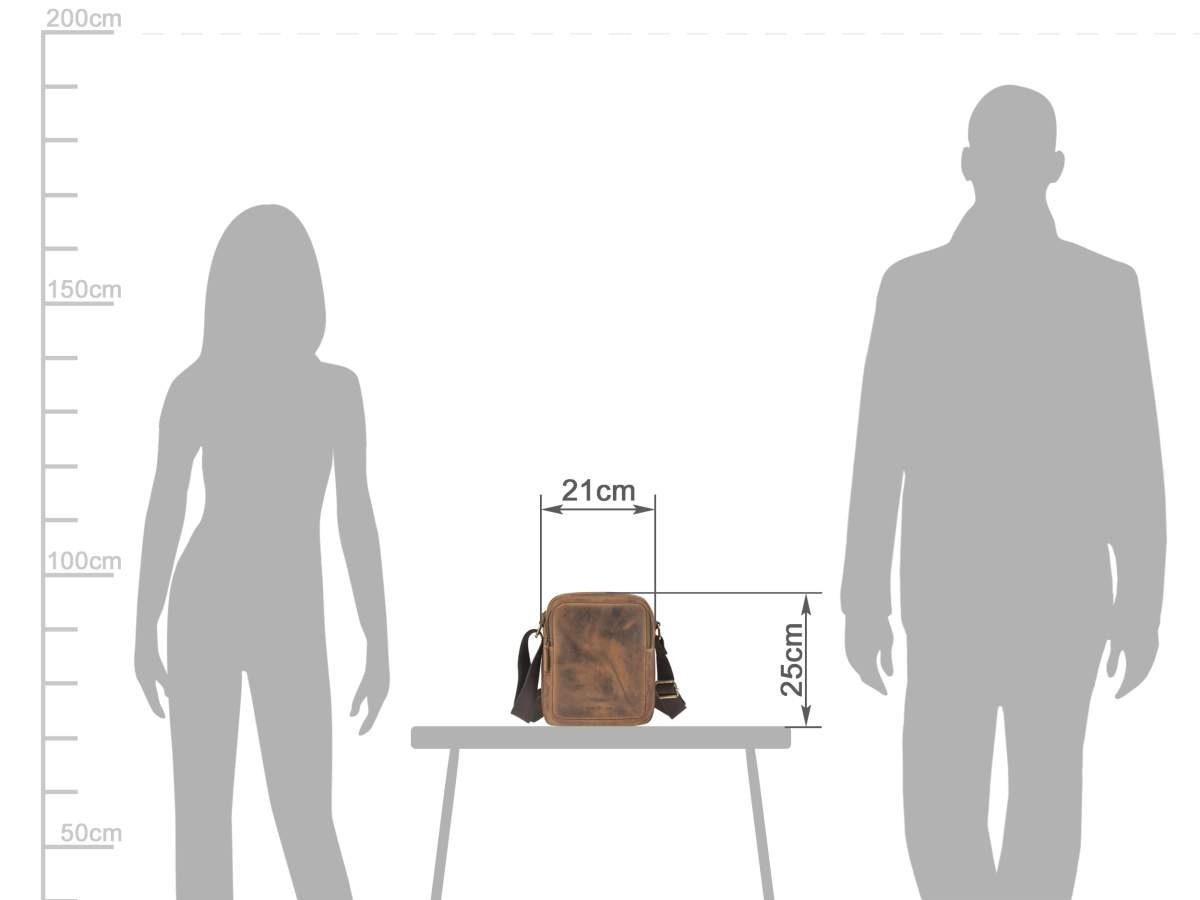 Greenburry Umhängetasche "Vintage" Leder, Schultertasche, Herrentasche 21x25cm, antik Look