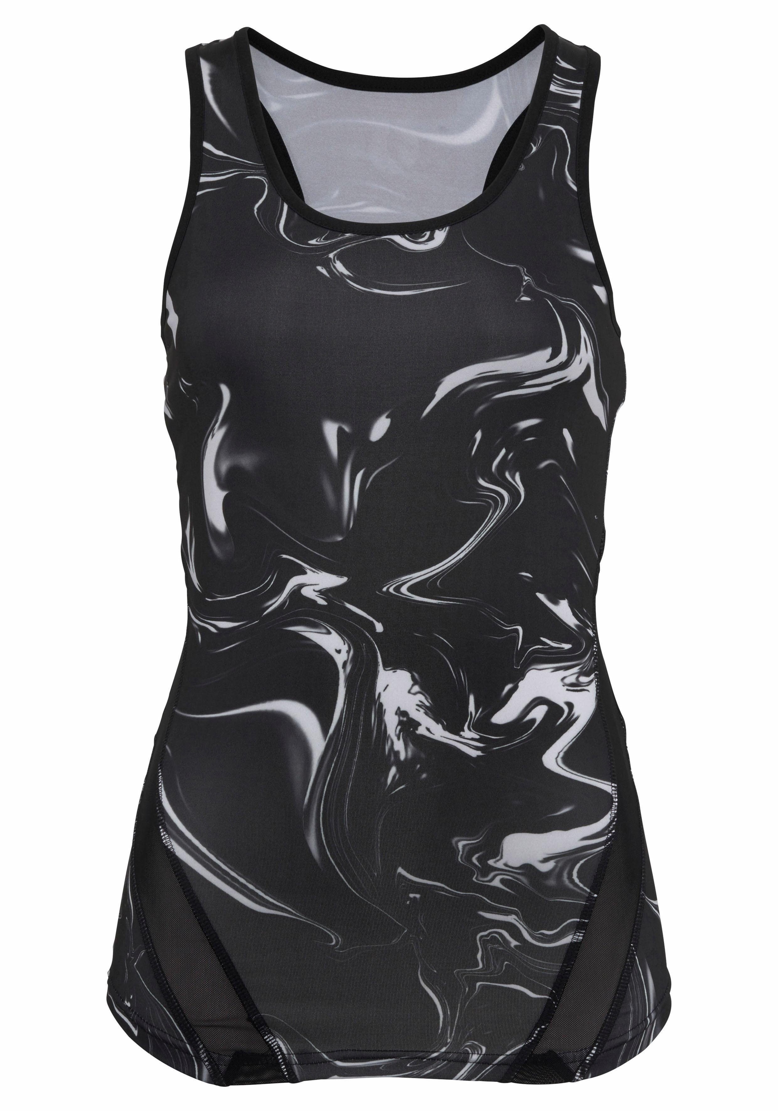 Marble LASCANA mit breitem Black Funktionsshirt ACTIVE Racerback