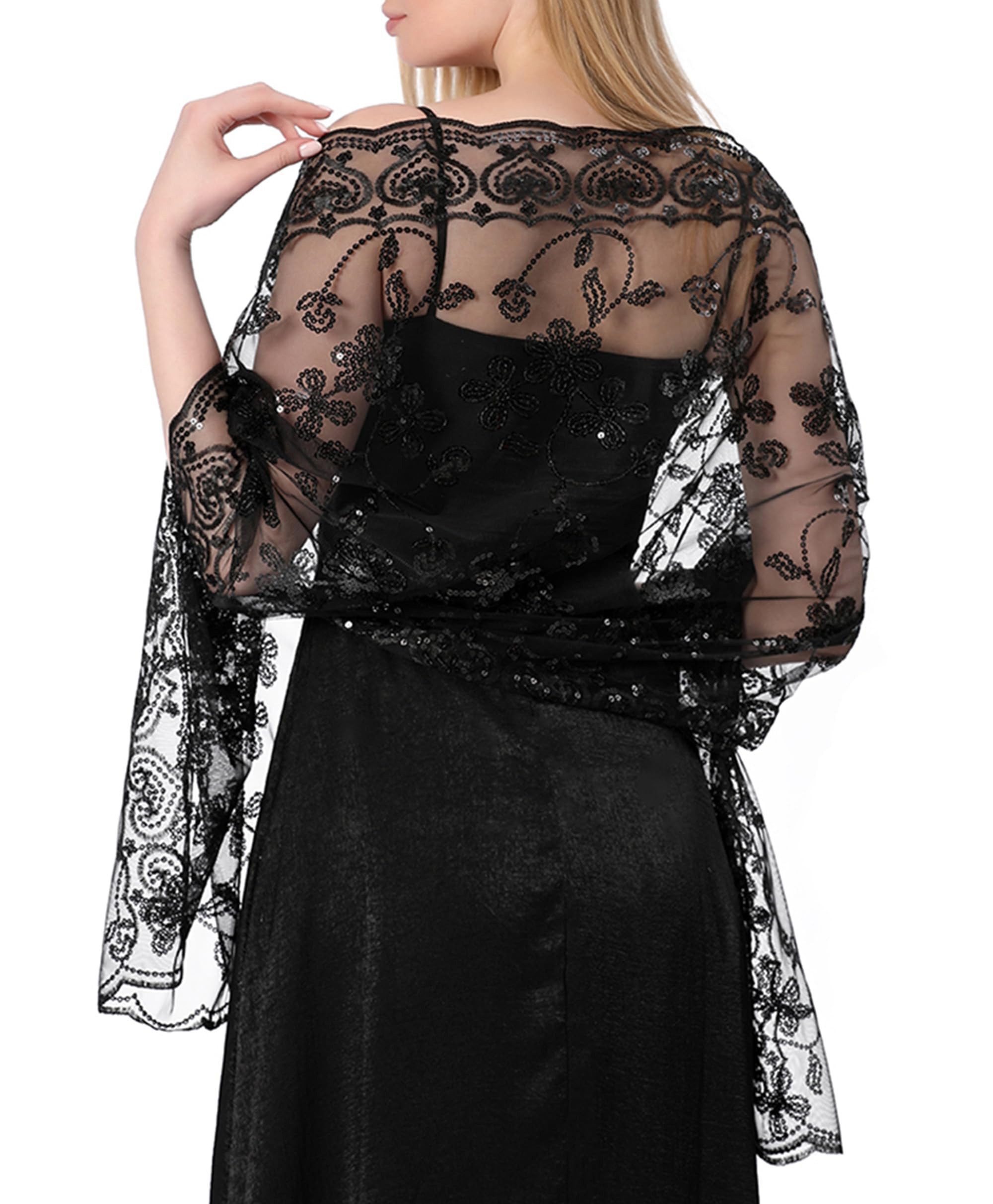 Zaewry Modeschal Schals und Tücher für Abendkleider – Elegante, transparente Damen, Jahre mit Blumenmuster, ideal für Hochzeiten