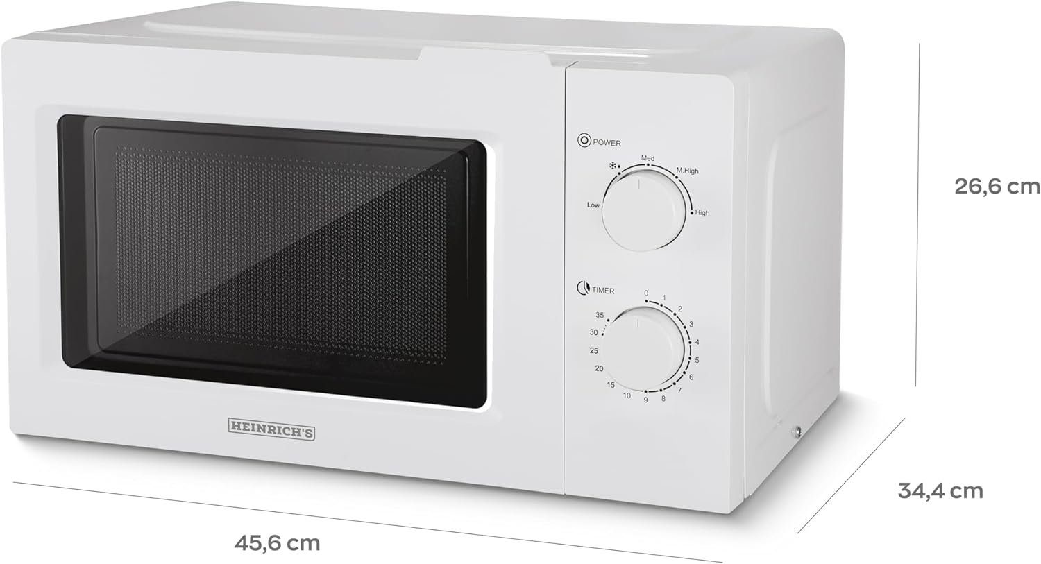 Heinrich's mikrodalga fırın HMW 8845, 20,00 l, kompakt mikrodalga, 5 güç seviyesi, 35 dakikalık zamanlayıcı dahil.