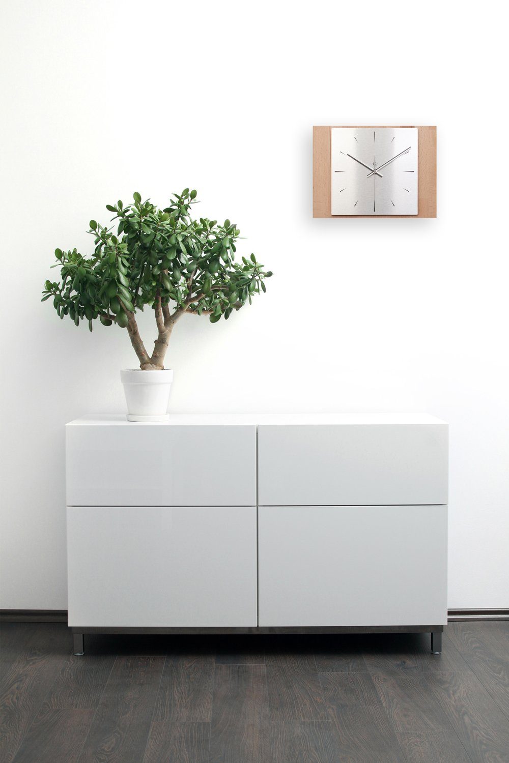 Kreative Feder Wanduhr Designer-Wanduhr Modern aus hochwertigem Massivholz (ohne Ticken; Funk- oder Quarzuhrwerk; elegant, außergewöhnlich, modern)