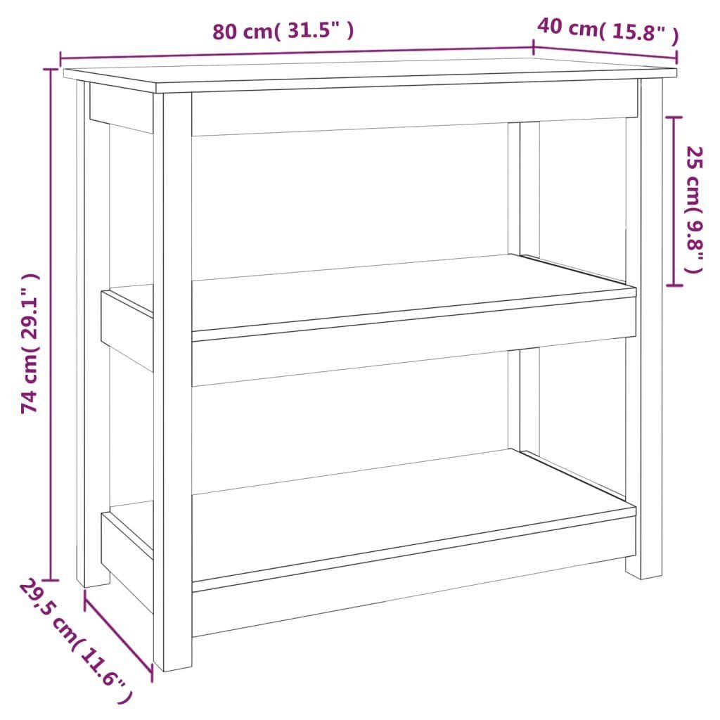 furnicato Beistelltisch Konsolentisch Massivholz (1-St) Honigbraun Kiefer cm 80x40x74