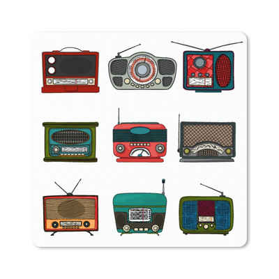 MuchoWow Gaming Mauspad Retro - Radio - Design (1-St), Gaming, Rutschfester Unterseite, Mausunterlage, 60x60 cm, XXL, Großes