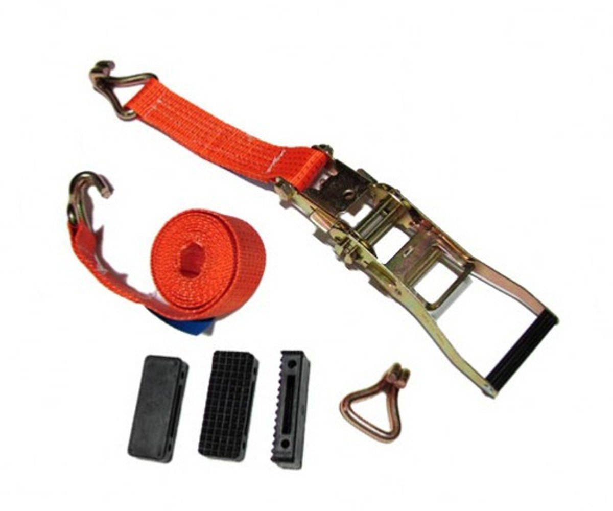 Systafex® Spanngurt Spanngurt rot Radsicherungsgurt 2,6m Zurrgurt Autotransport (1x Ratsche mit Haken, 1x Spanngurt mit Haken) Drei-Punkt-Gurt