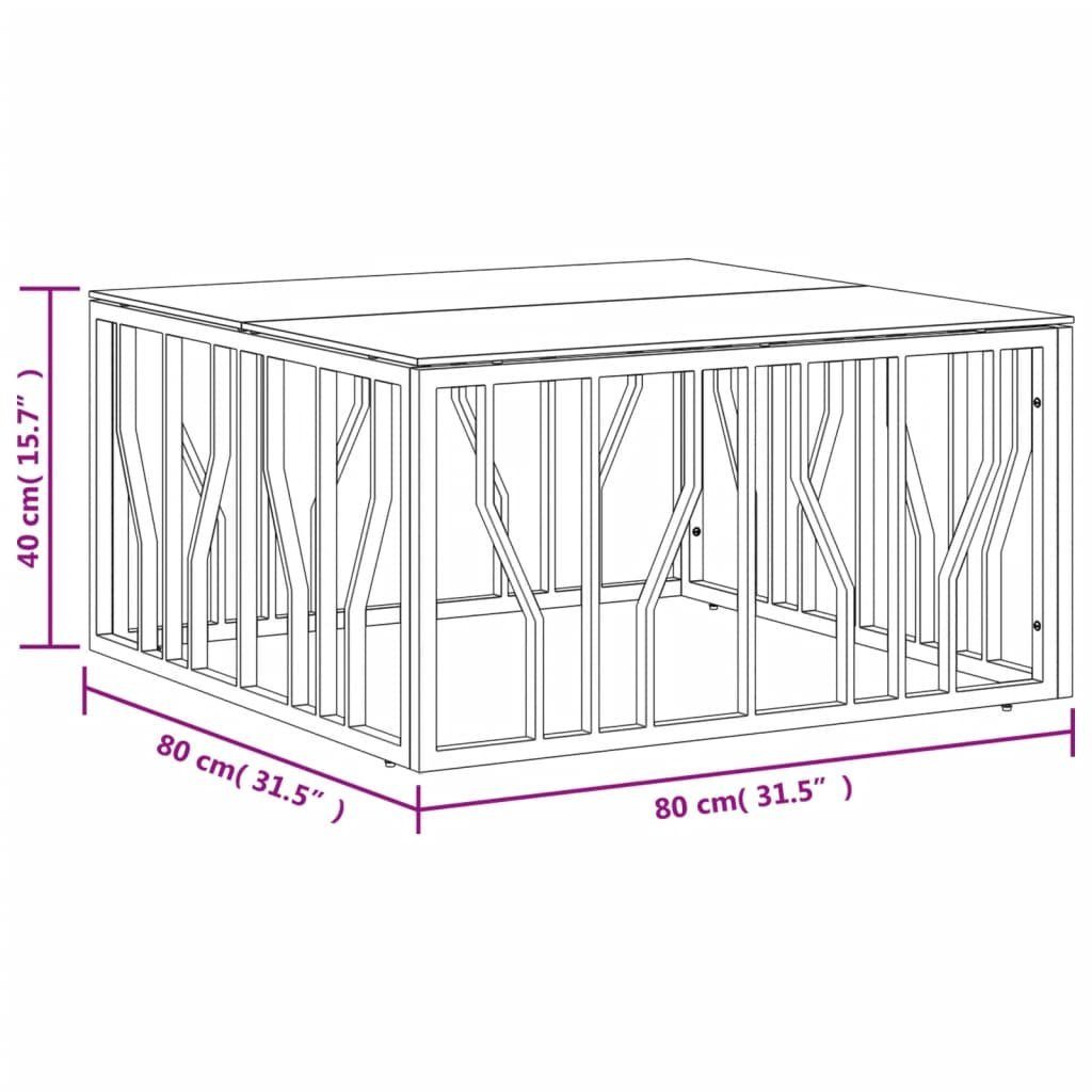 cm Edelstahl Couchtisch und Glas Couchtisch (1-St) Golden 80x80x40 vidaXL