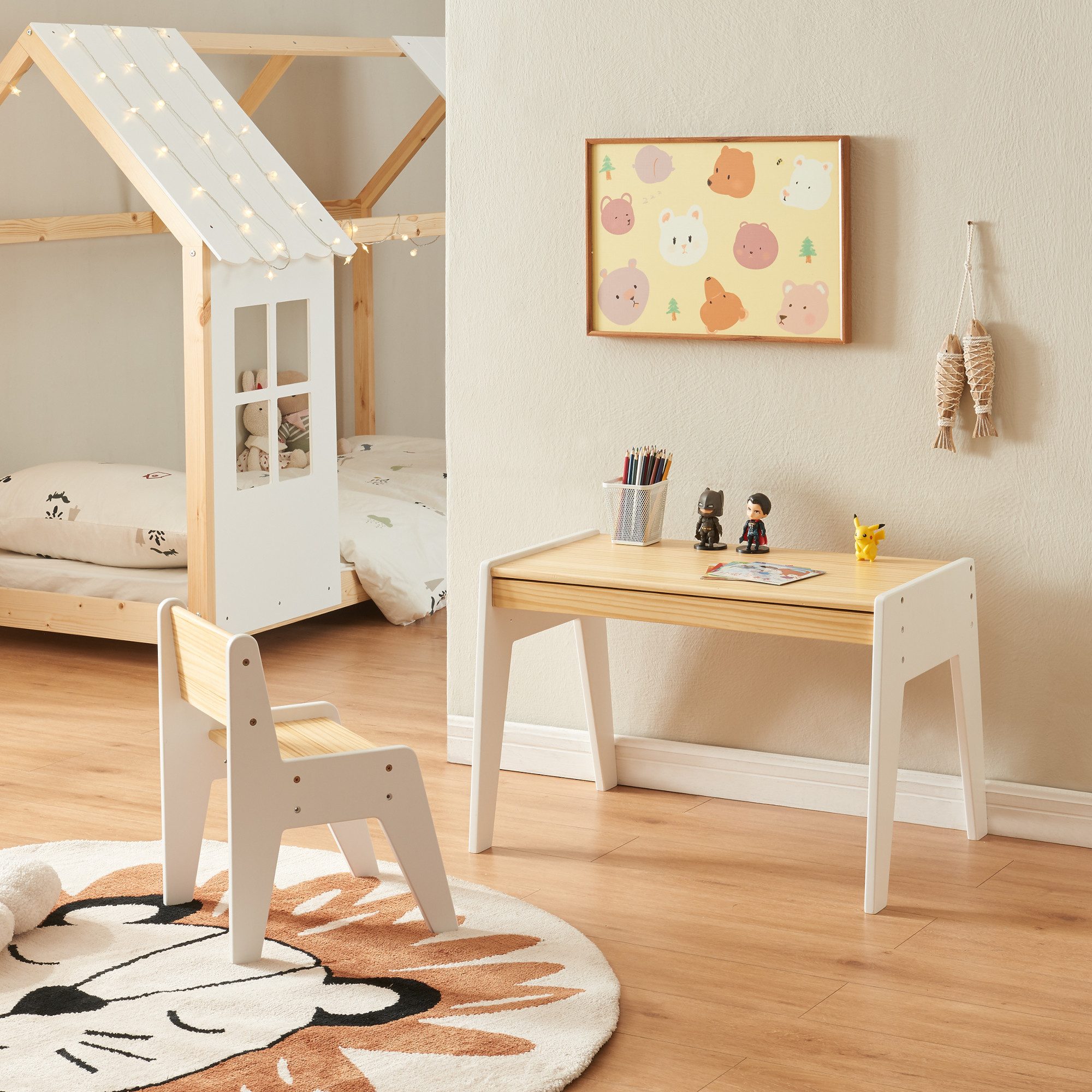 en.casa Kinderschreibtisch (Set, 2-St), »Skinnskatteberg« mit günstig online kaufen