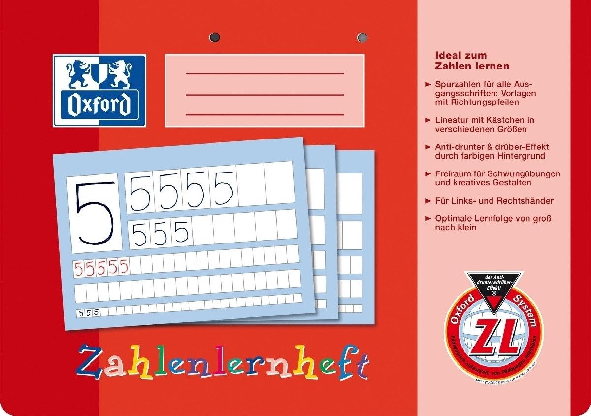 OXFORD Schulheft Zahlen- und Rechenheft A4 quer 16Blatt (10 Stück)