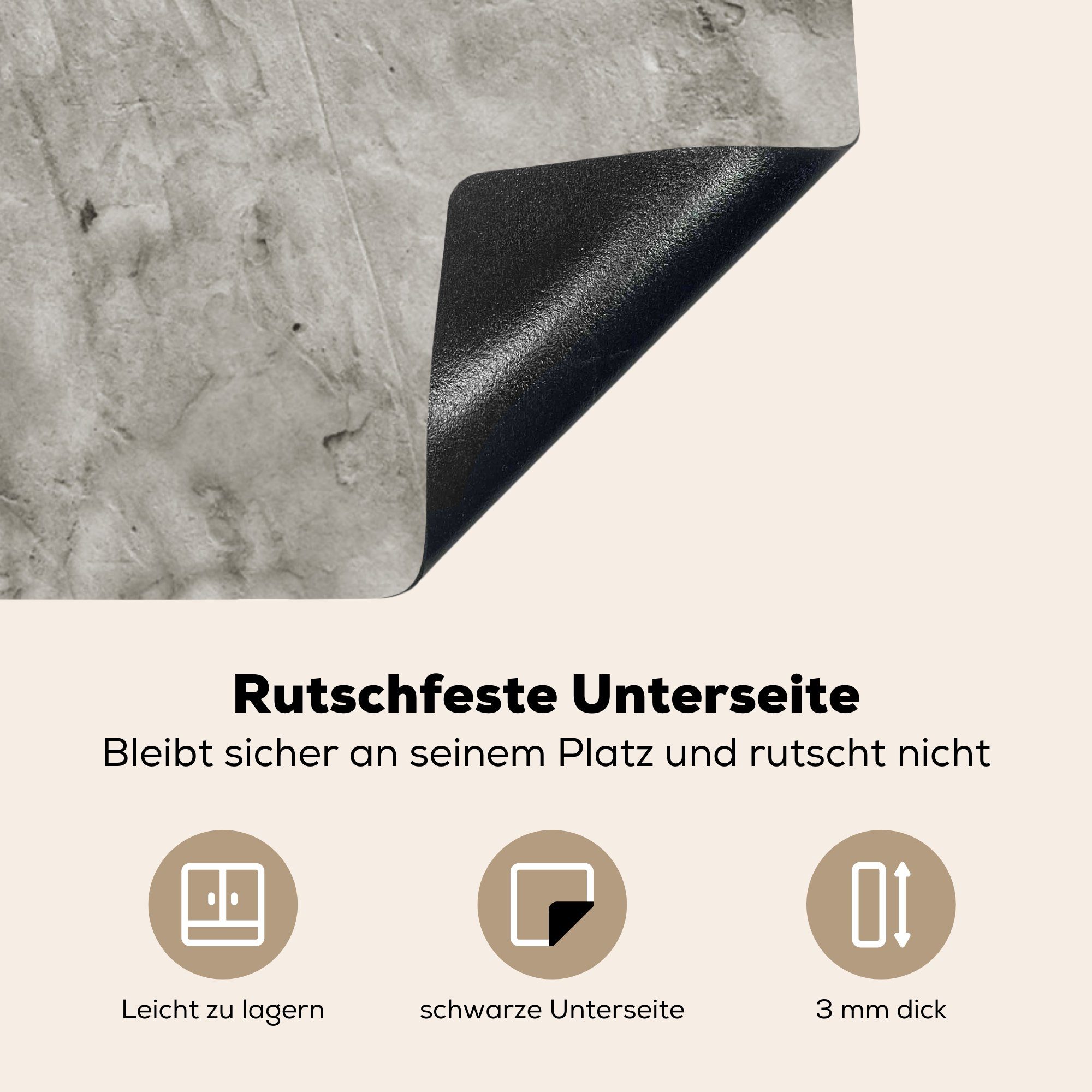 MuchoWow Herdblende-/Abdeckplatte Steine Grau, cm, - tlg), (1 Textur Vinyl, Arbeitsplatte - küche für Ceranfeldabdeckung, 78x78