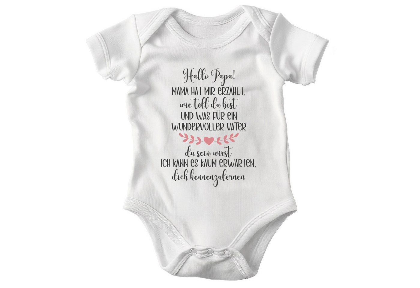22Feels Kurzarmbody Bio Unisex Babybody Hallo Papa Weiss Strampler Babyparty Geschenk Moti BIO-Baumwolle - In Deutschland Bedruckt - Niedlicher Print