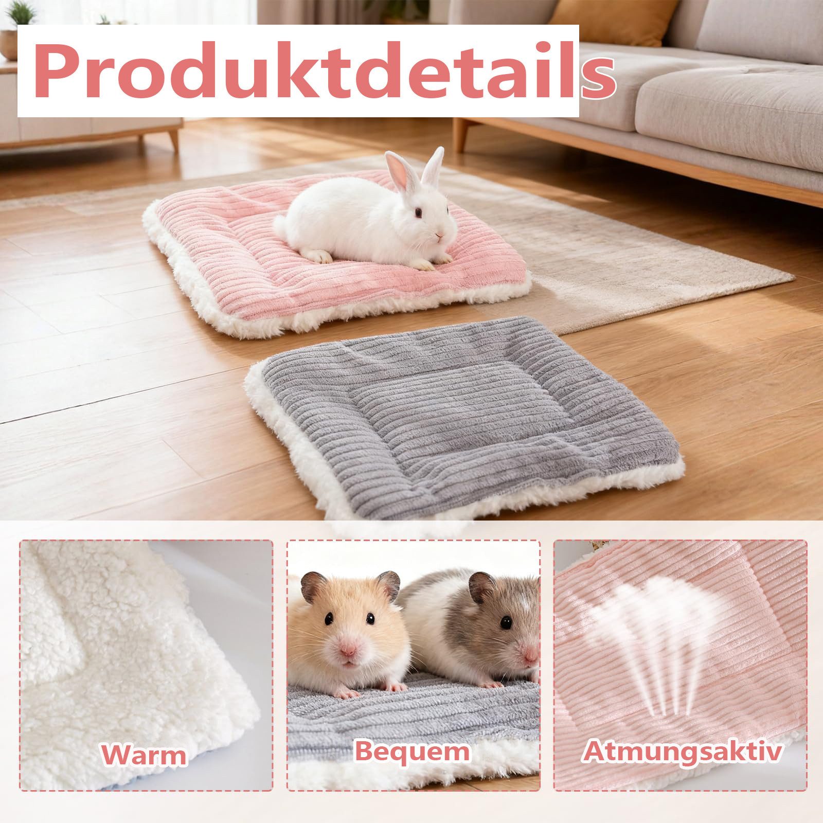 Ledander Hundematte Meerschweinchen Bett,Kaninchen Bett,Kaninchen Zubehör 31 * 21CM, Meerschweinchen Zubehör,Katzen Decken Warme Flauschige Plüschbett