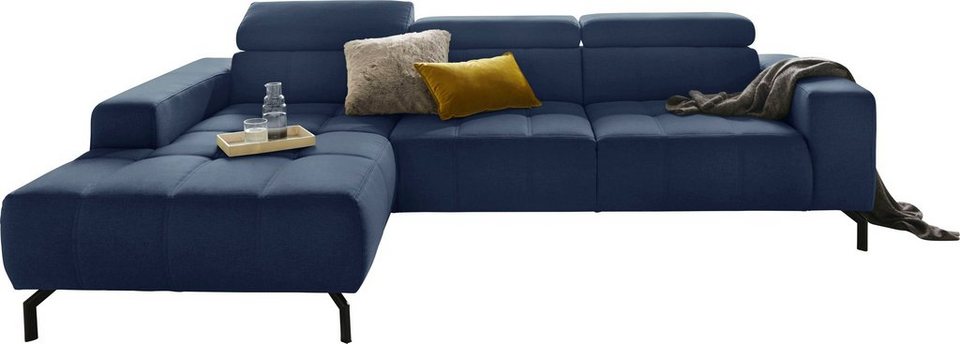 DOMO collection Ecksofa Cunelli, wahlweise inklusive 6-fach verstellbarer  Kopfteilverstellung