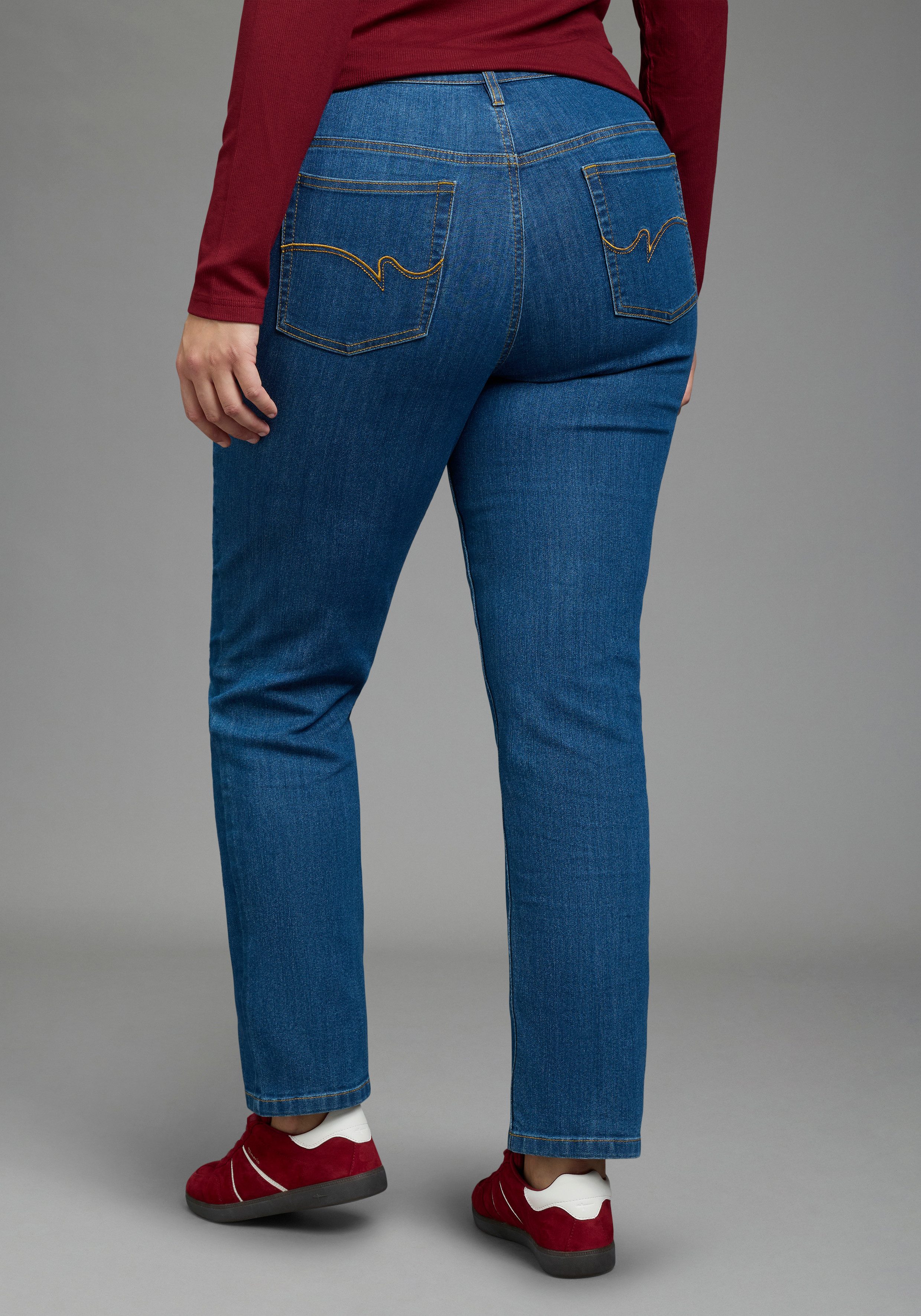 Laura Scott CURVE Gerade Jeans Große Größen Straight-Fit, gerader Beinverlauf, hohe Leibhöhe – Bild 2 von 5