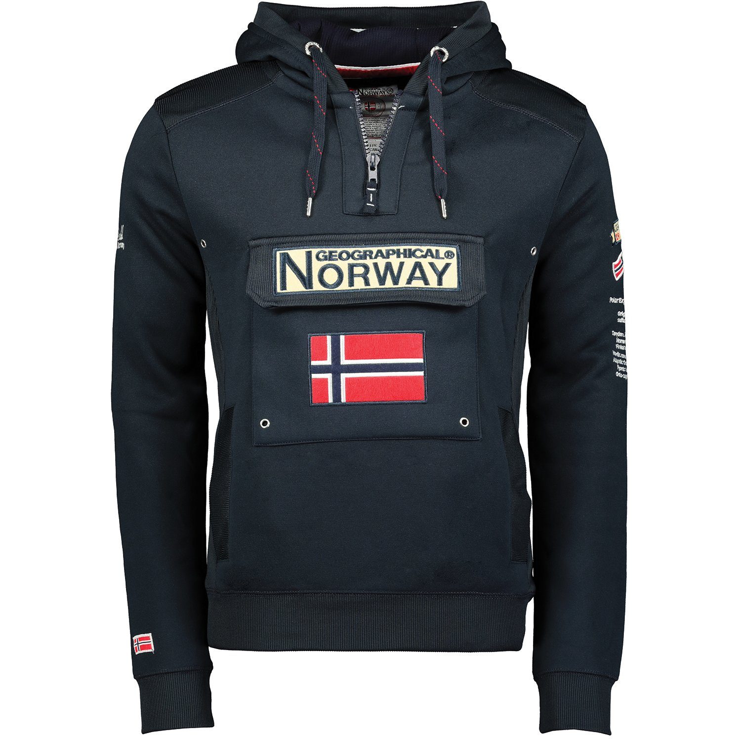 Geographical Norway Kapuzenpullover Gymclass mit großer warmer leyoley und Navy Kapuze by Bauchtasche