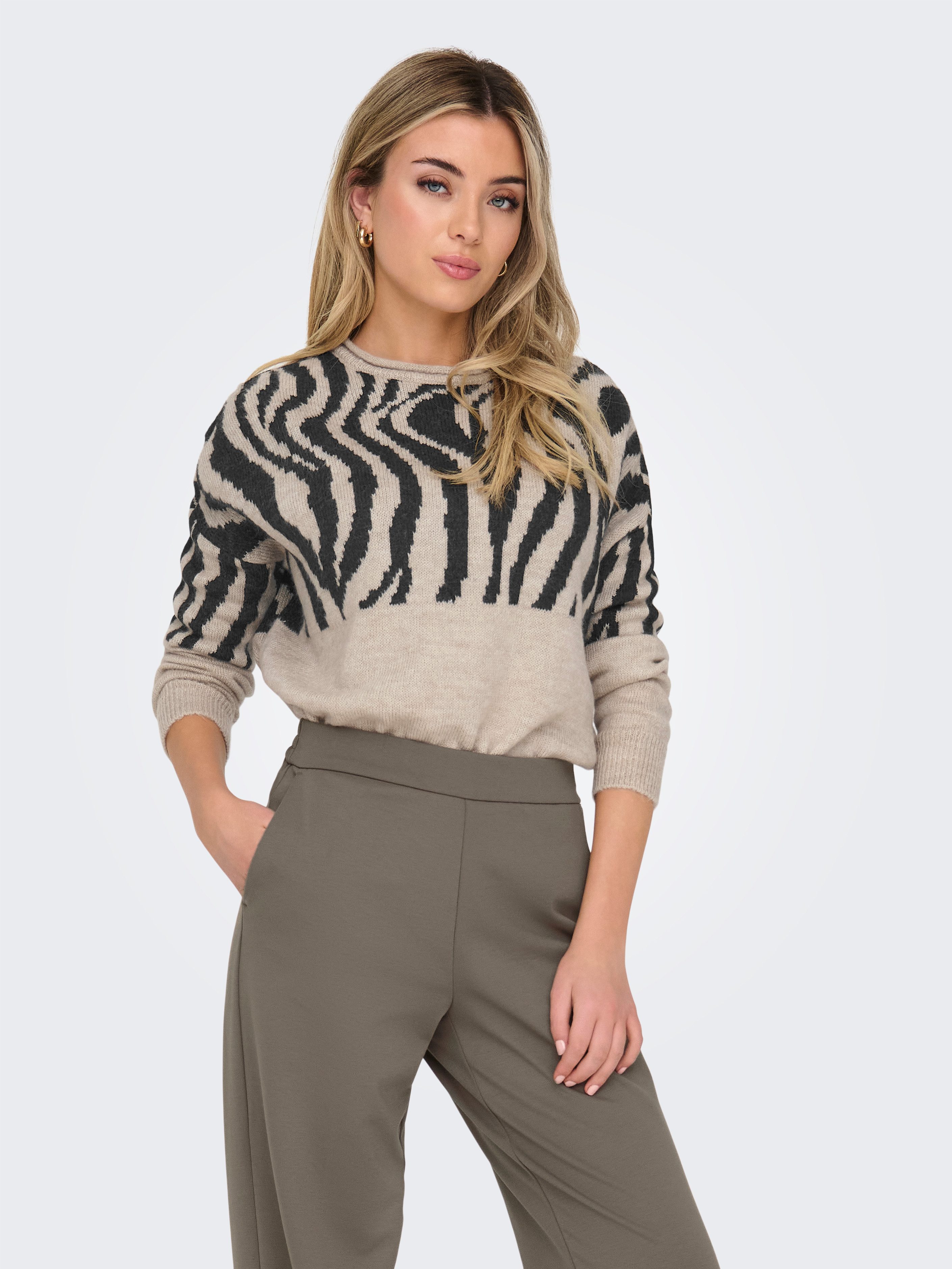 ONLY Rundhalspullover ONLJADE ZEBRA LS O-NECK günstig online kaufen