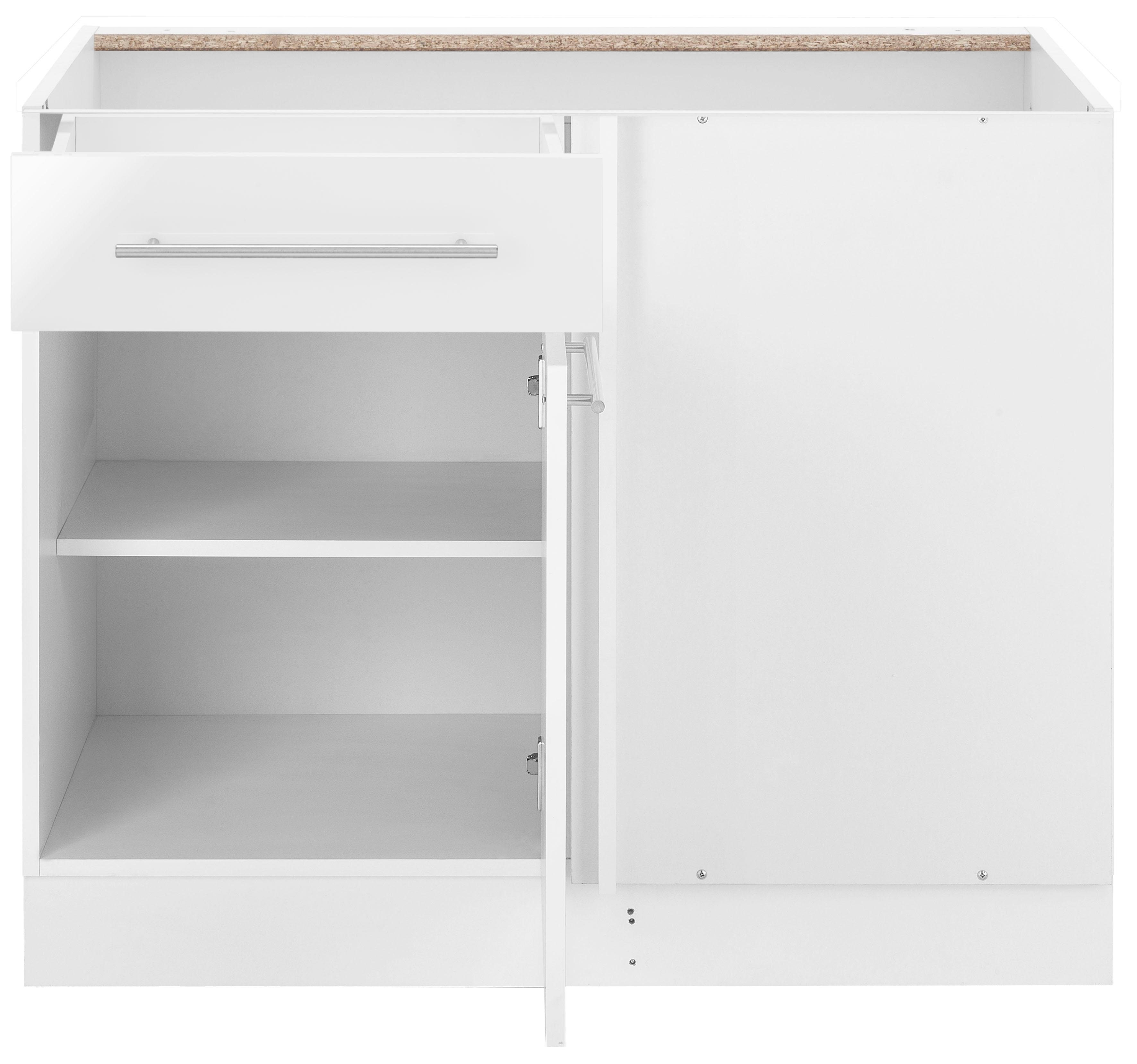 wiho Küchen Eckunterschrank 110 Planungsmaß weiß 100 Breite Flexi2 ohne Glanz/weiß cm, Arbeitsplatte cm