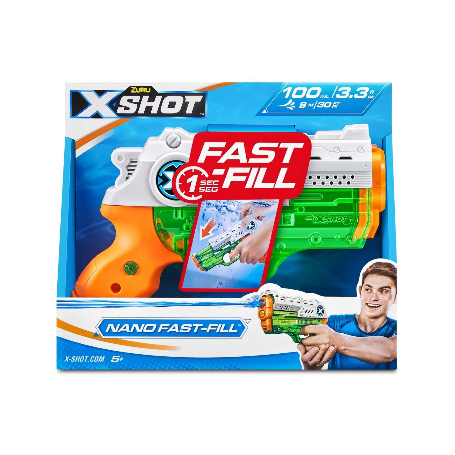 ZURU Wasserpistole ZURU 56333 - X-Shot Water - Fast-Fill Nano Wasserblaster