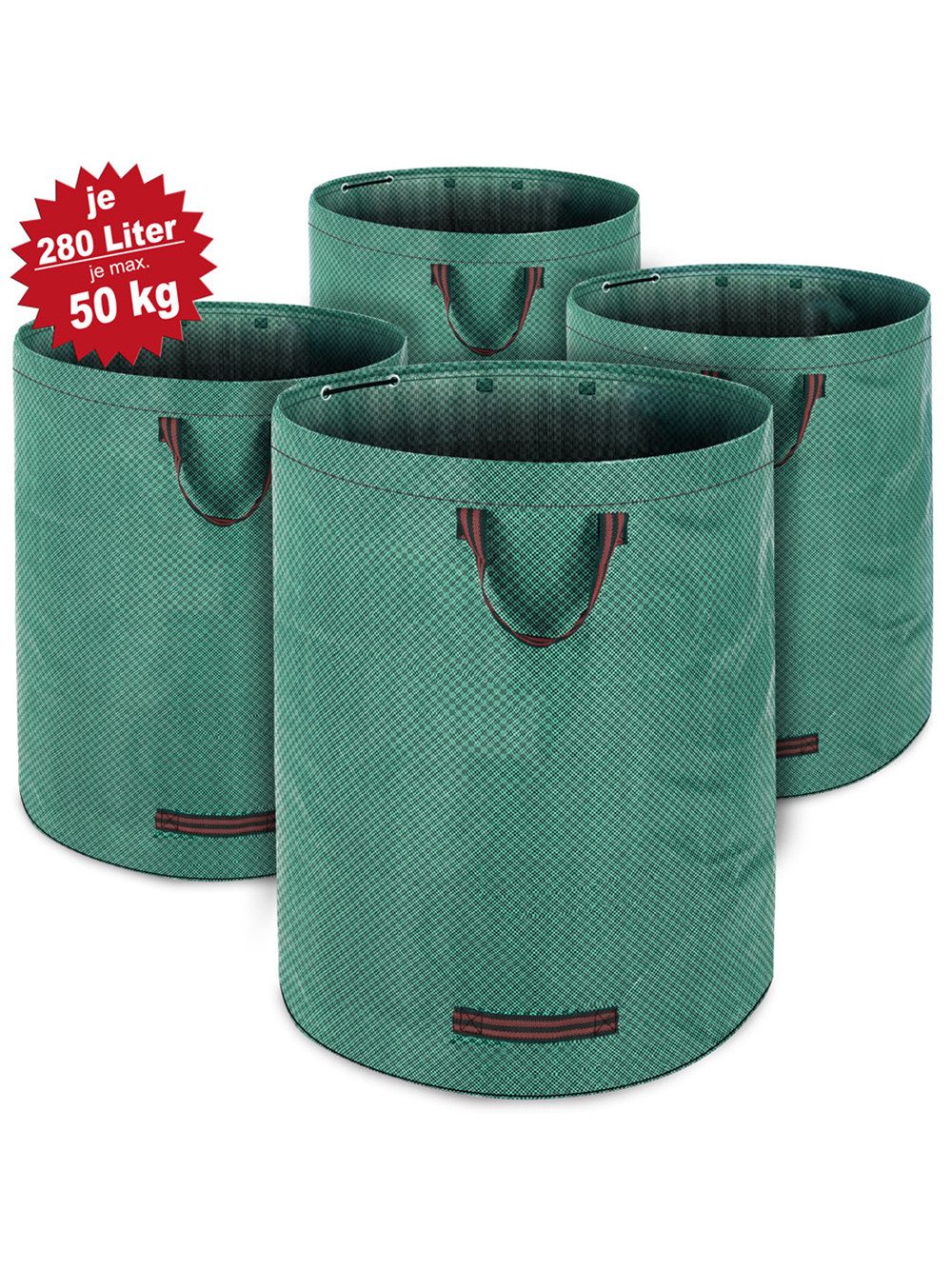 Gardebruk Gartensack, Gartenabfallsack 4x280 Liter 50 kg Belastbarkeit stabil robust