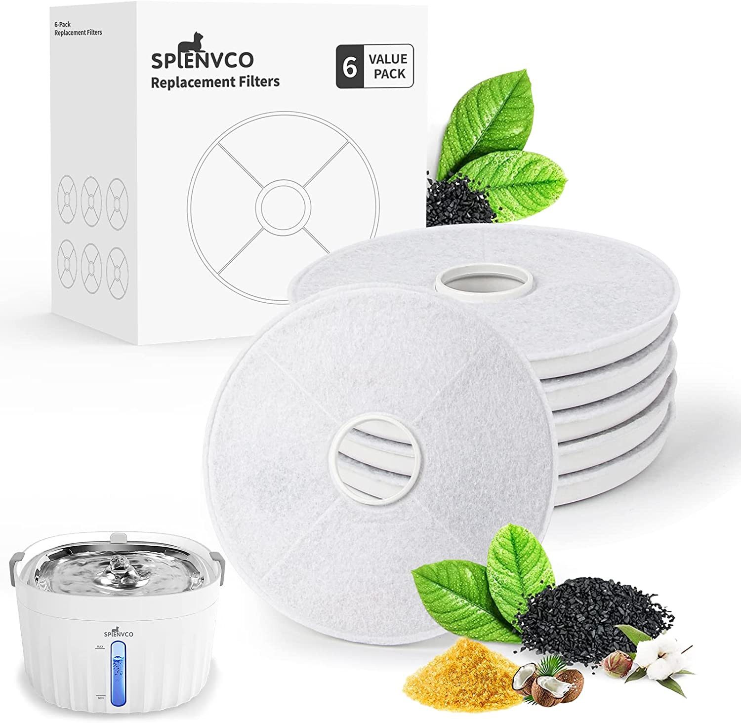 Drenice Trinkbrunnen 6 PCS Katzenbrunnen Filter, Ersatzfilter mit Harz und günstig online kaufen